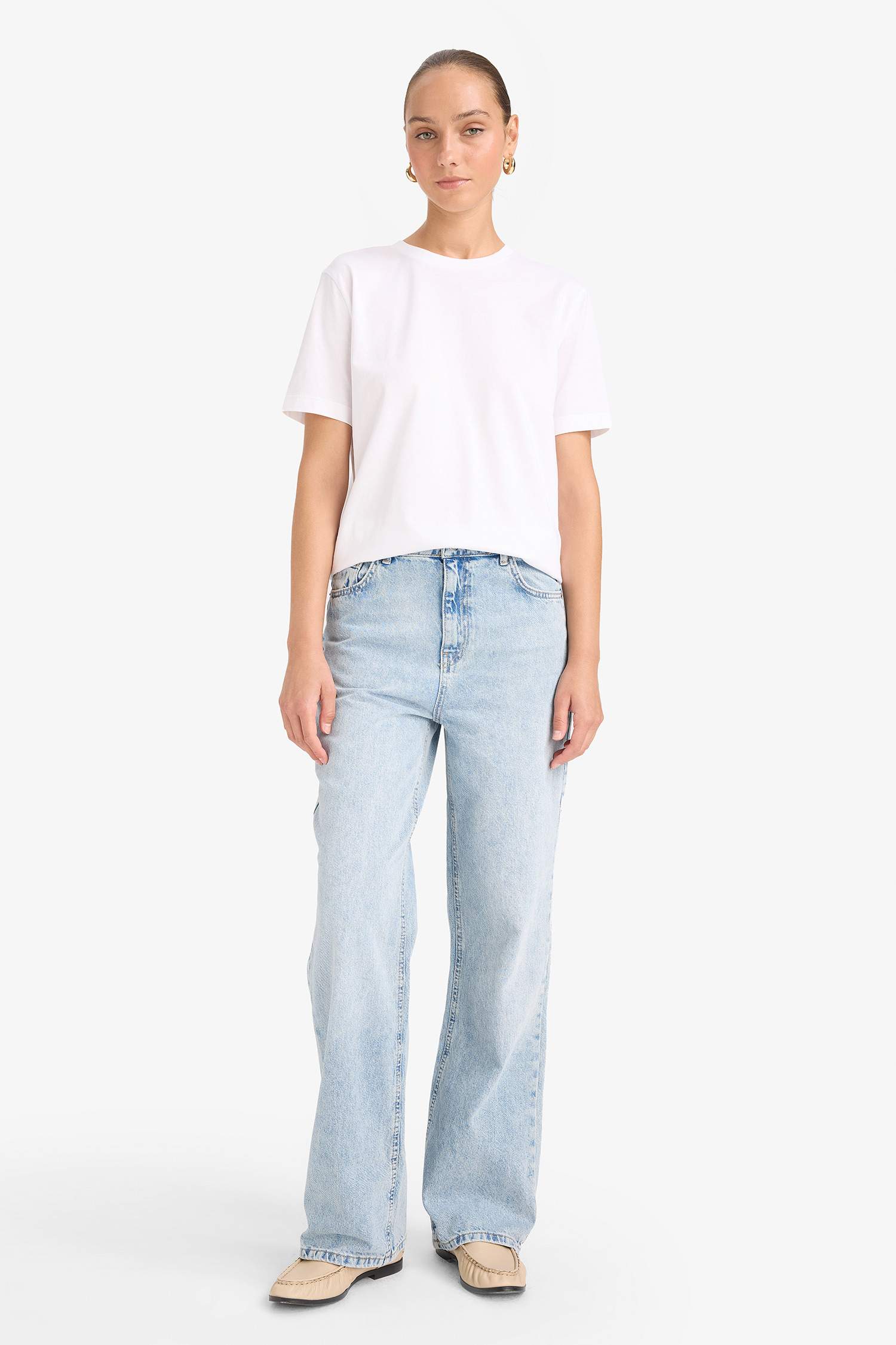 Regular Fit Crew Neck Basic Cotton T-Shirt