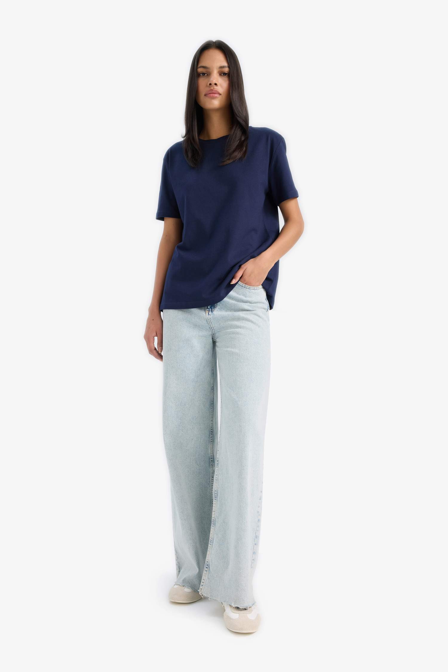 Regular Fit Crew Neck Basic Cotton T-Shirt