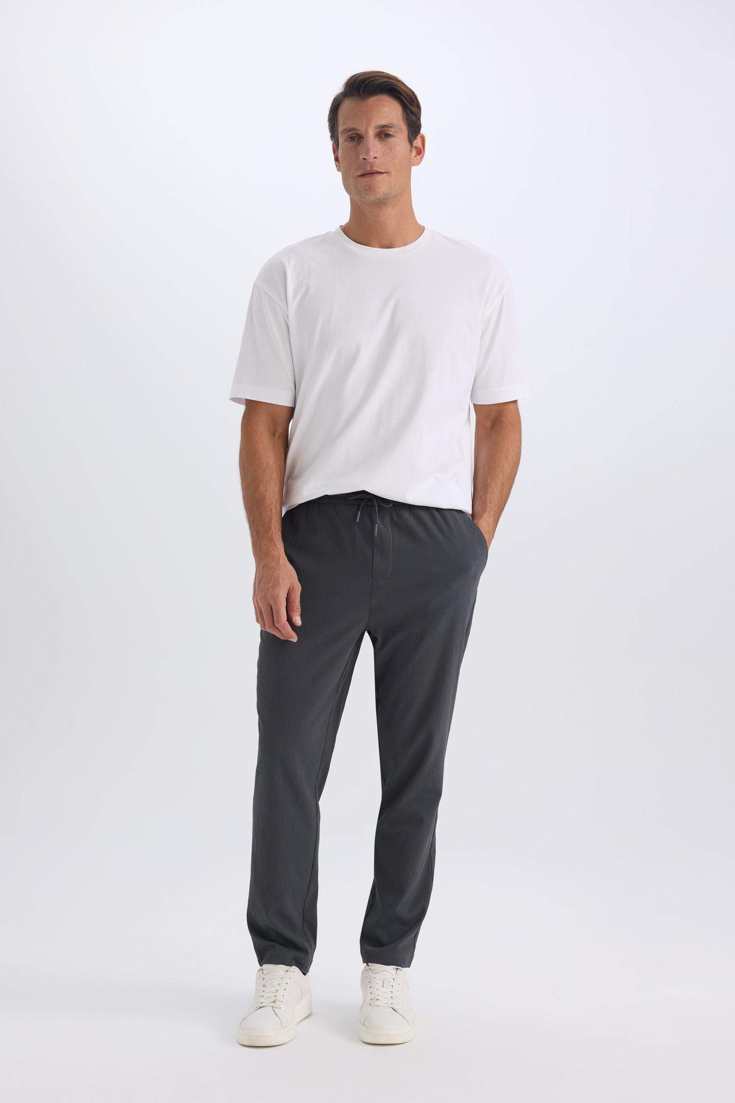 Relax Fit Rahat Kesim Düz Paça Krinkıl Yazlık Kumaş Pantolon