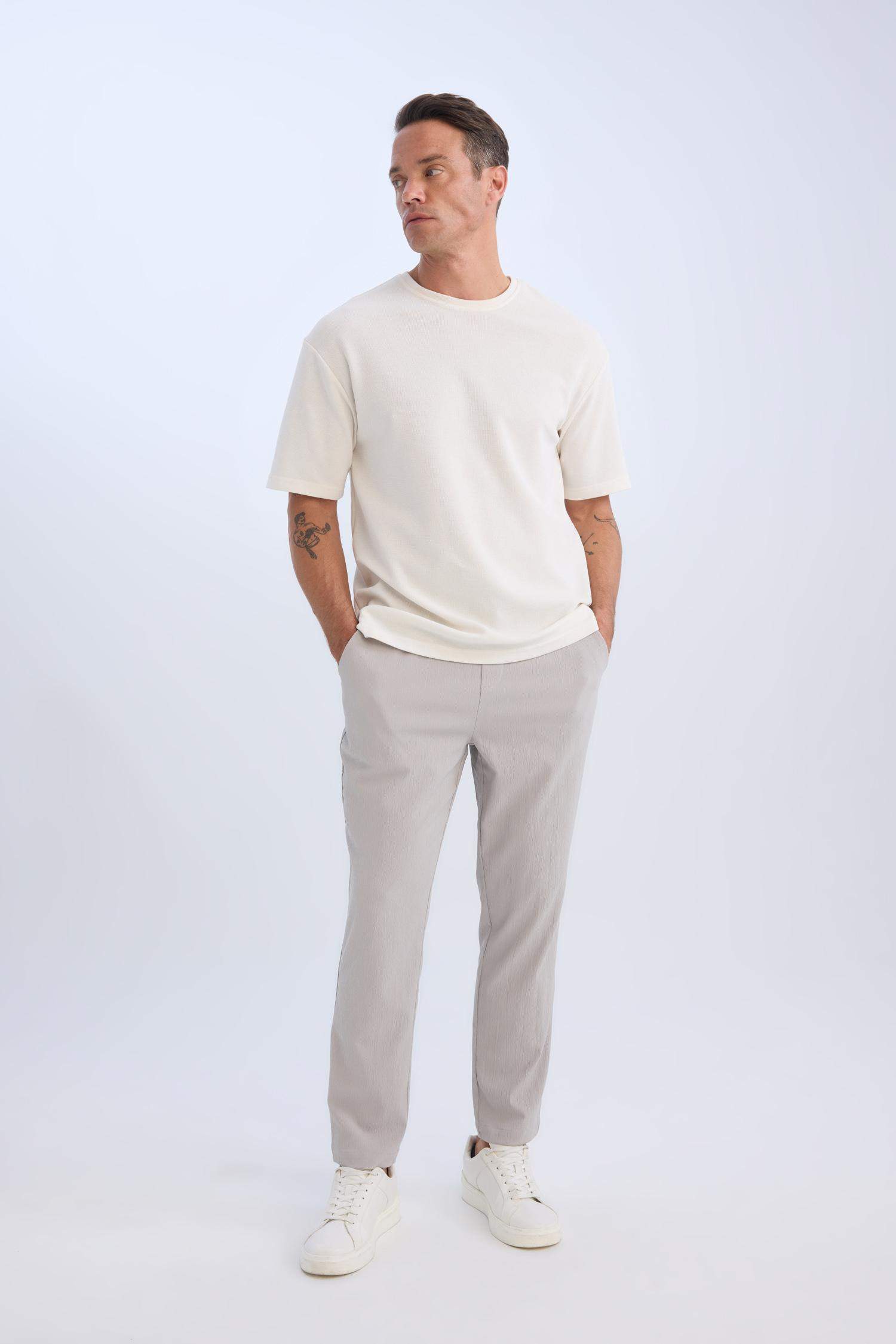 Relax Fit Straight Leg Summer Fabric Trousers