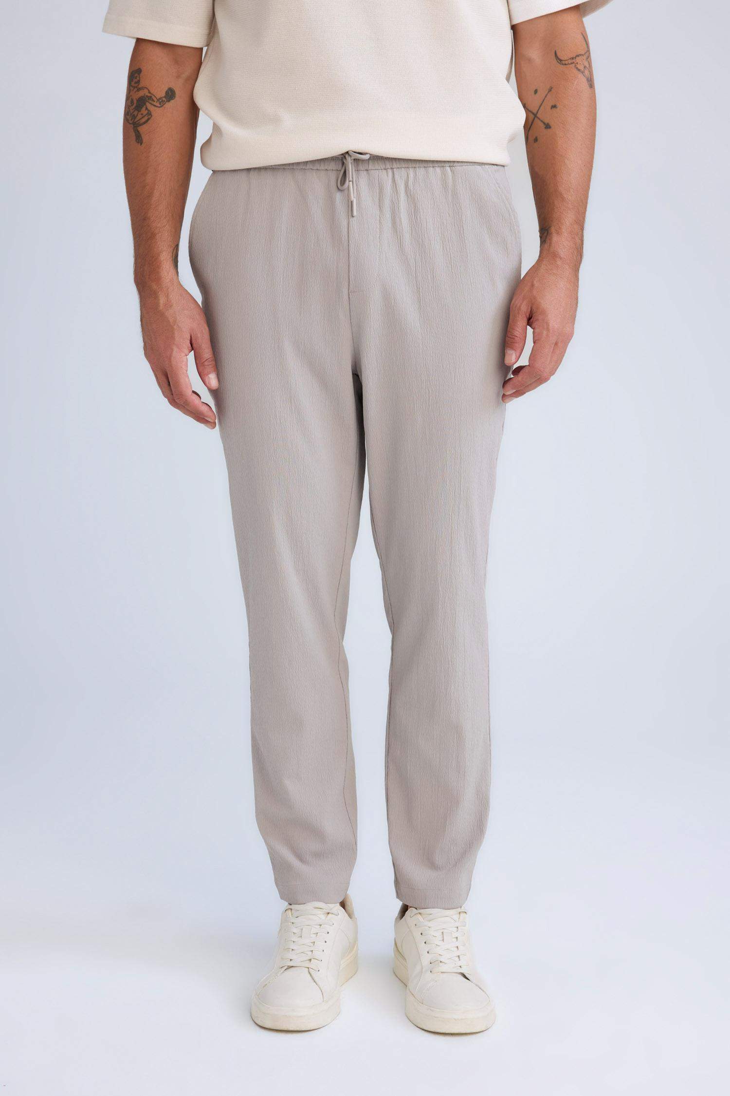 Relax Fit Straight Leg Summer Fabric Trousers