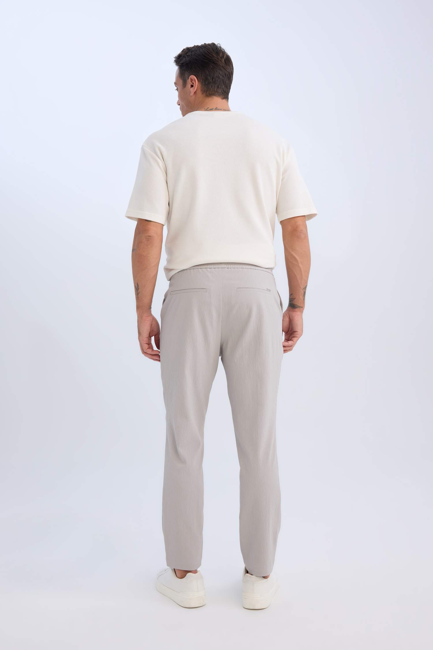 Relax Fit Straight Leg Summer Fabric Trousers