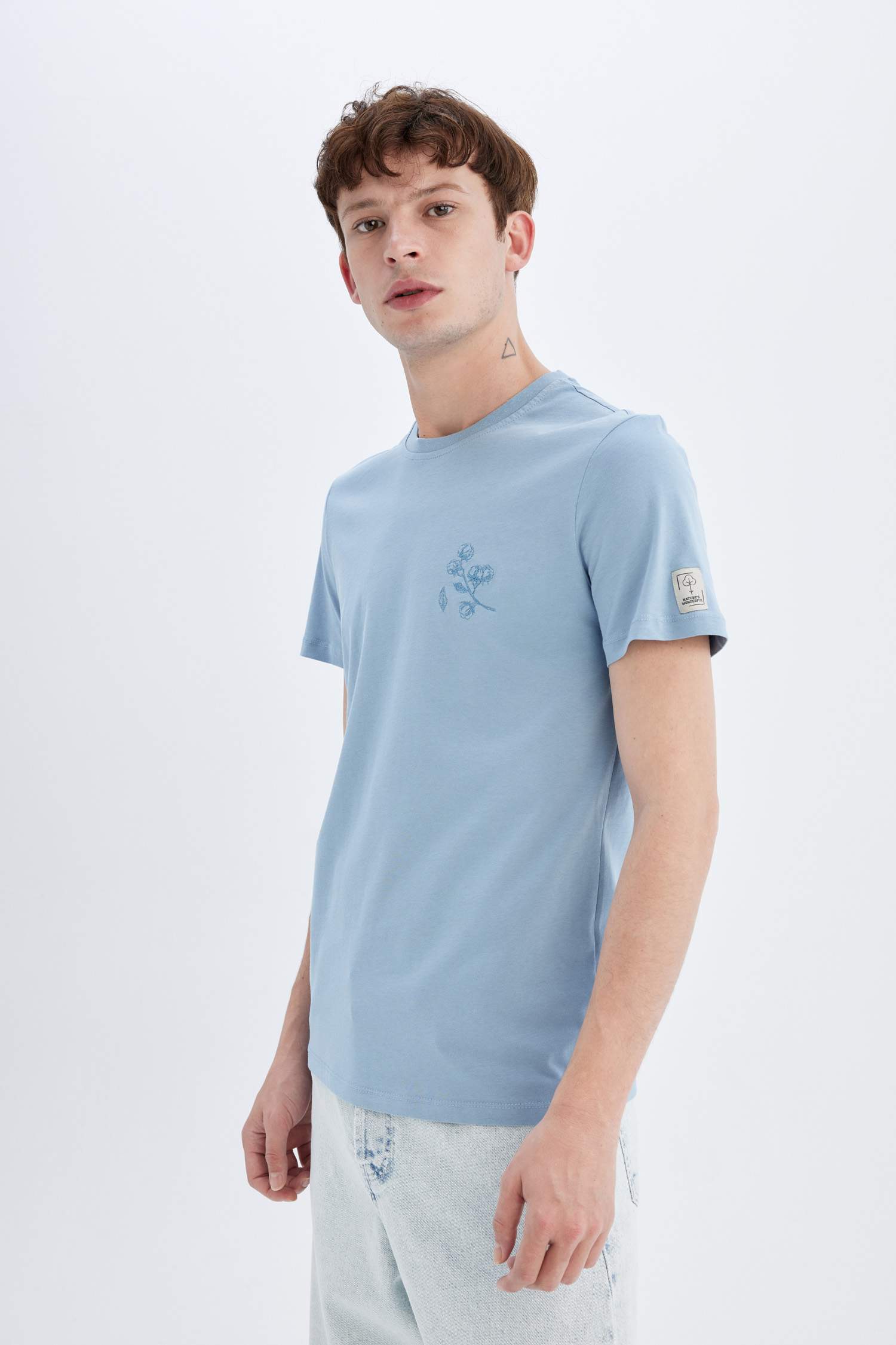 Slim Fit Crew Neck Printed Organic Cotton Short Sleeve T-Shirt