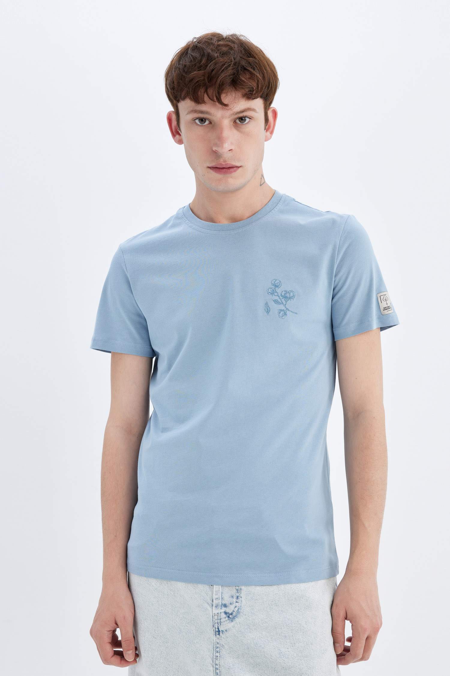 Slim Fit Crew Neck Printed Organic Cotton Short Sleeve T-Shirt