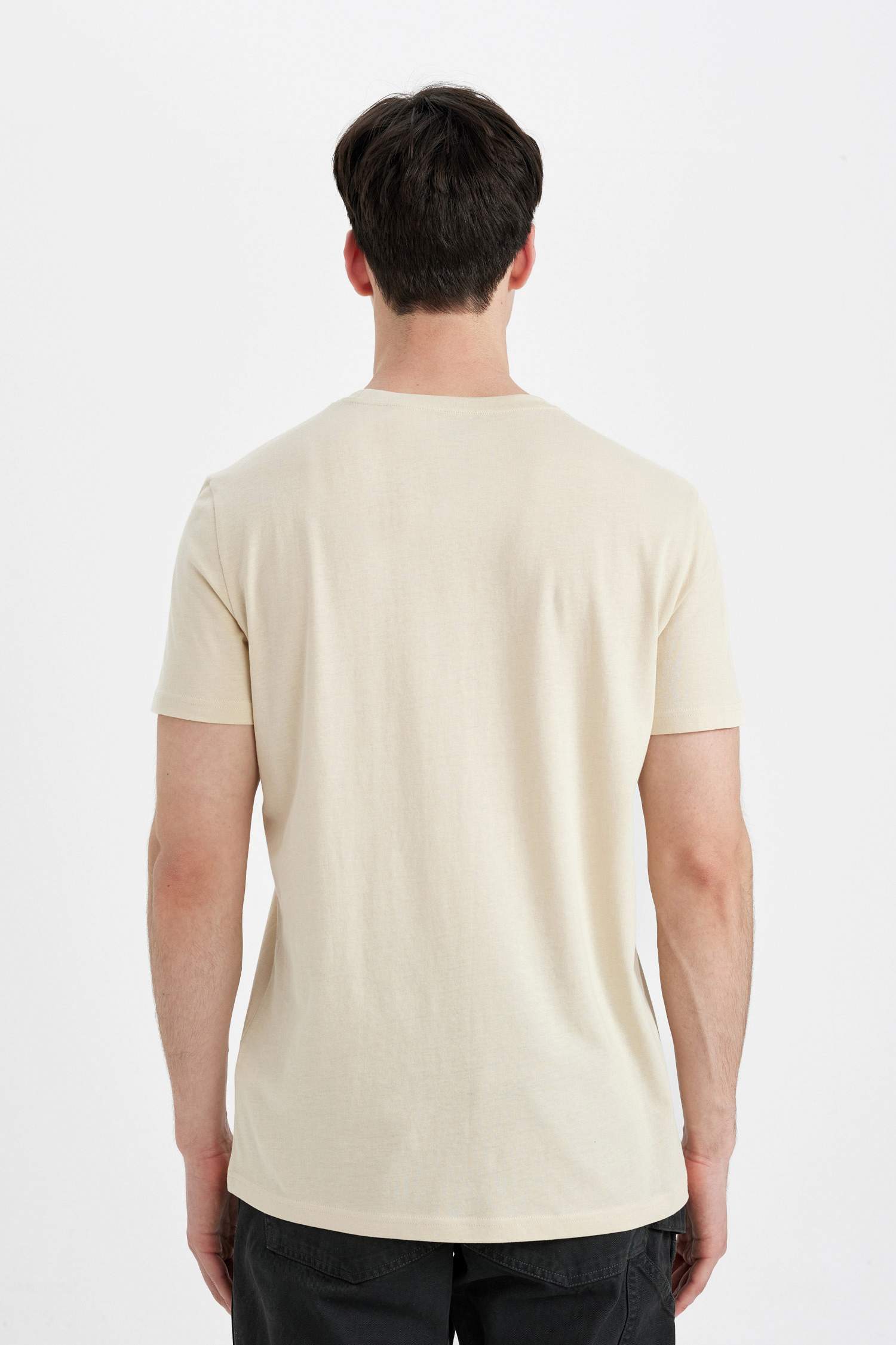 Slim Fit Bisiklet Yaka Baskılı Kısa Kollu Tişört