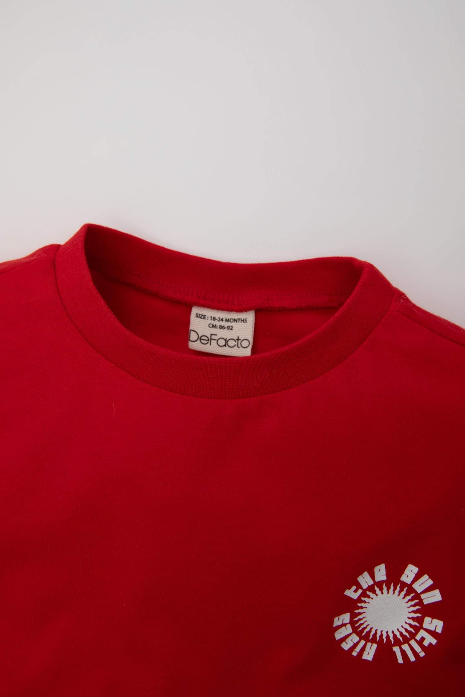 Erkek Bebek Bisiklet Yaka Baskılı Kısa Kollu Tişört