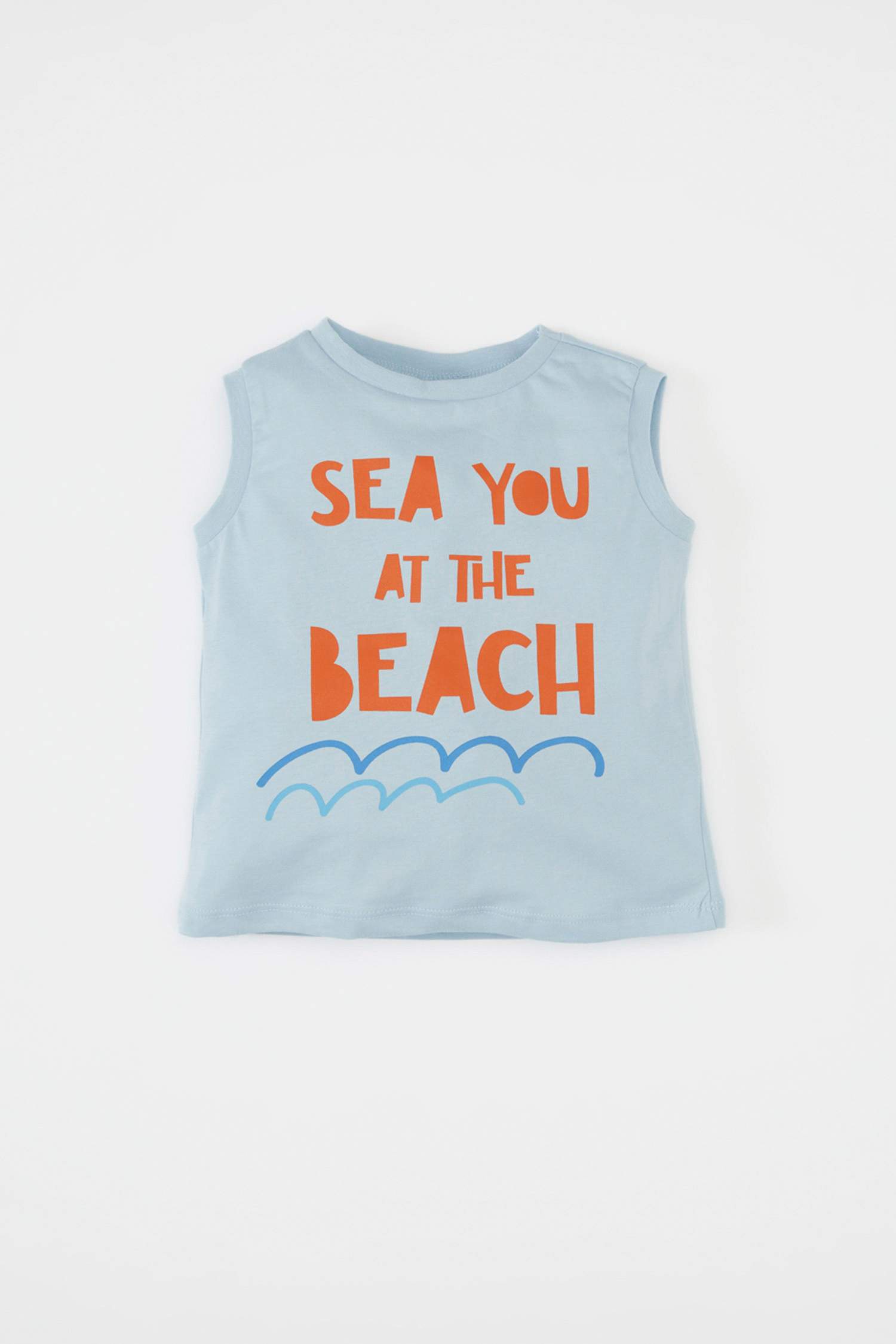 تيشيرت كت ولادي بطبعة شعار قصة عادية بدون ردن