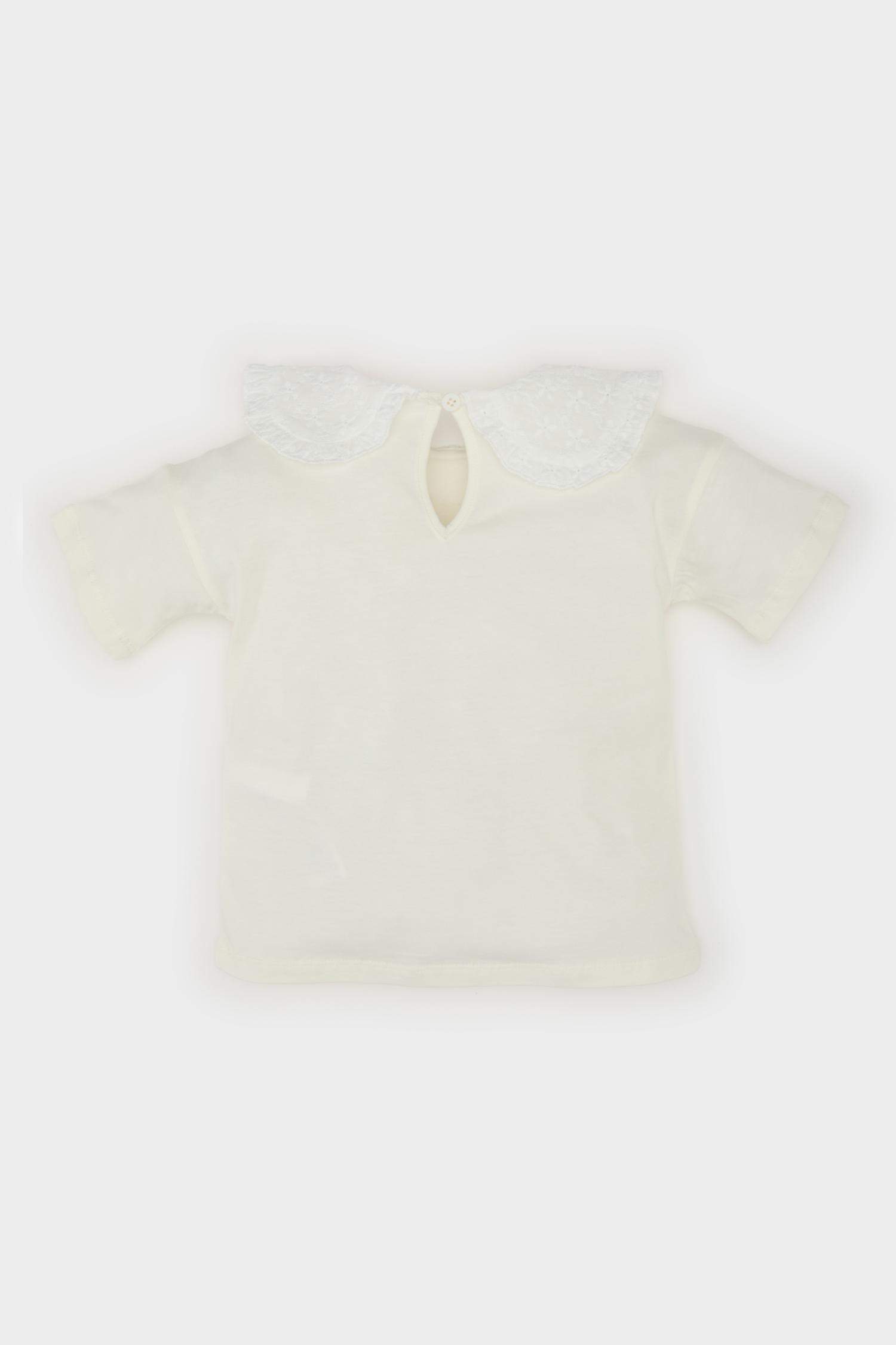 Baby Girl Lace Collar Short Sleeve T-shirt
