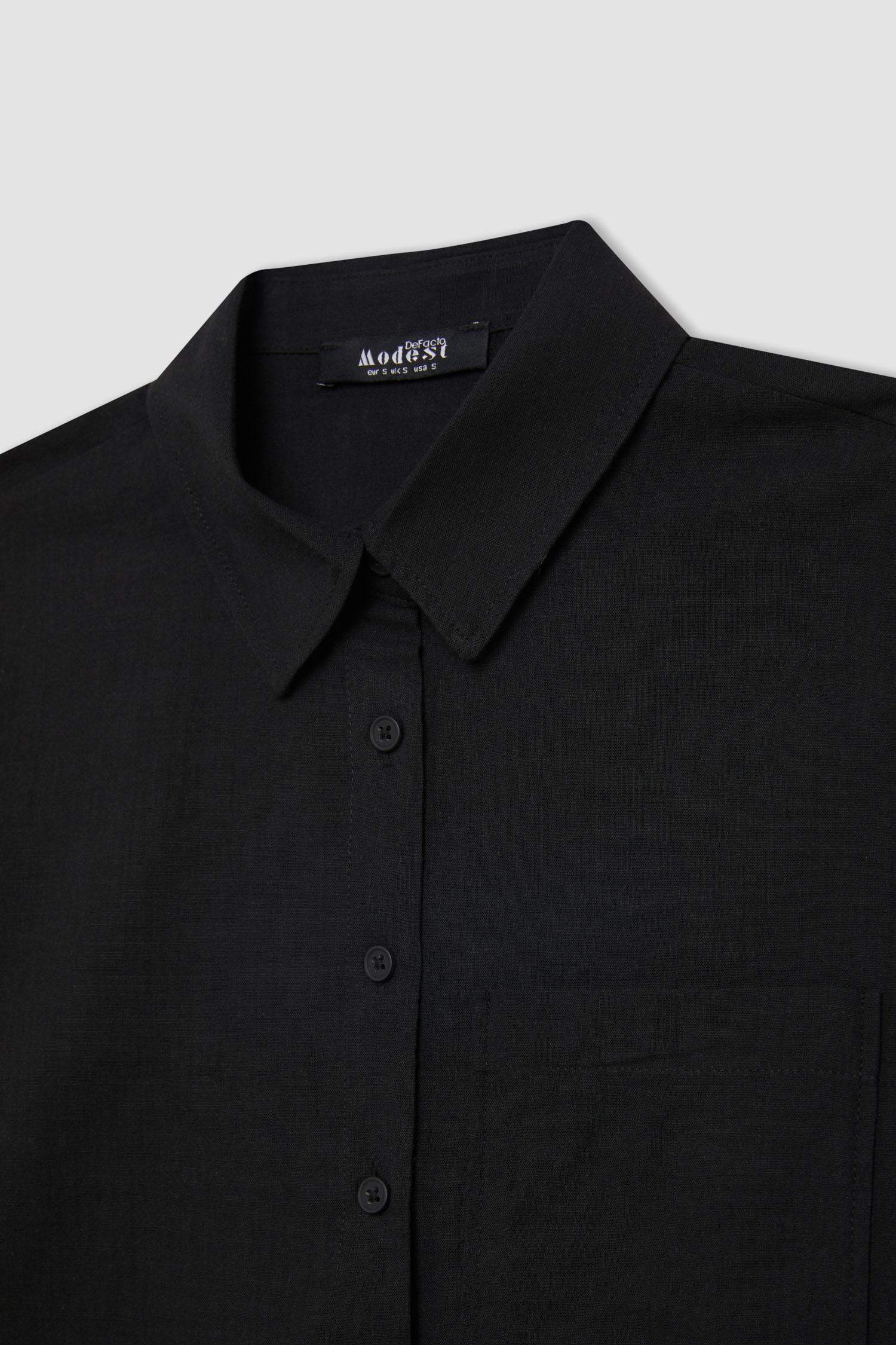 Tunique Chemise Coton Flammé coupe régulière à Manches Longues