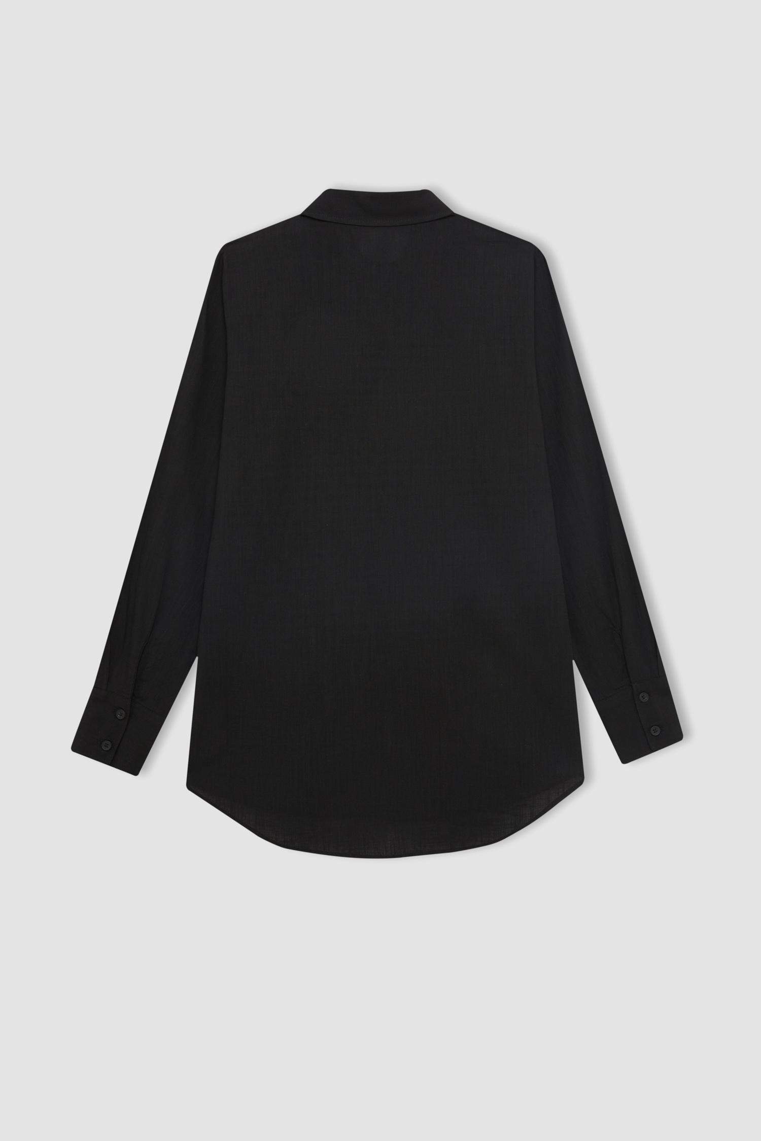 Tunique Chemise Coton Flammé coupe régulière à Manches Longues