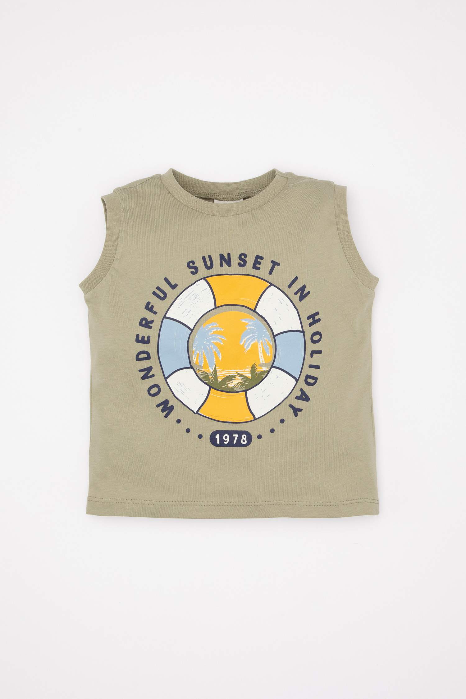 Baby Boy Crew Neck Sea Printed Sleeveless T-Shirt