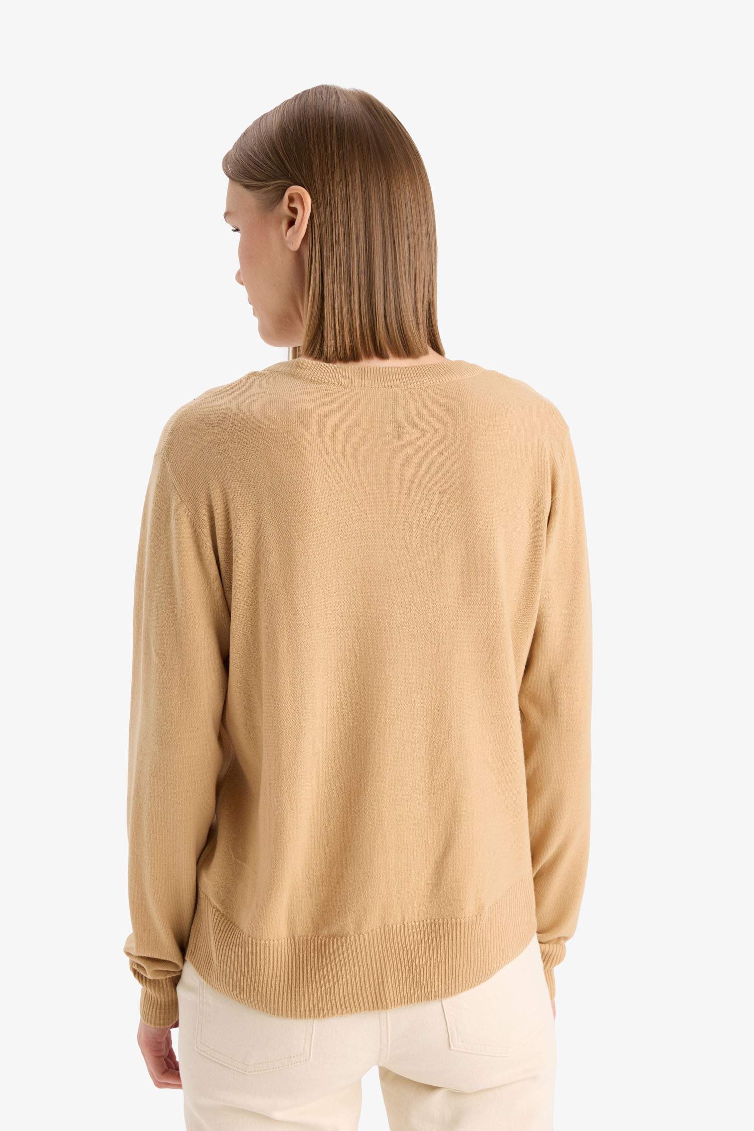 Relax Fit Soft Texture V Neck Basic Knitted Pullover