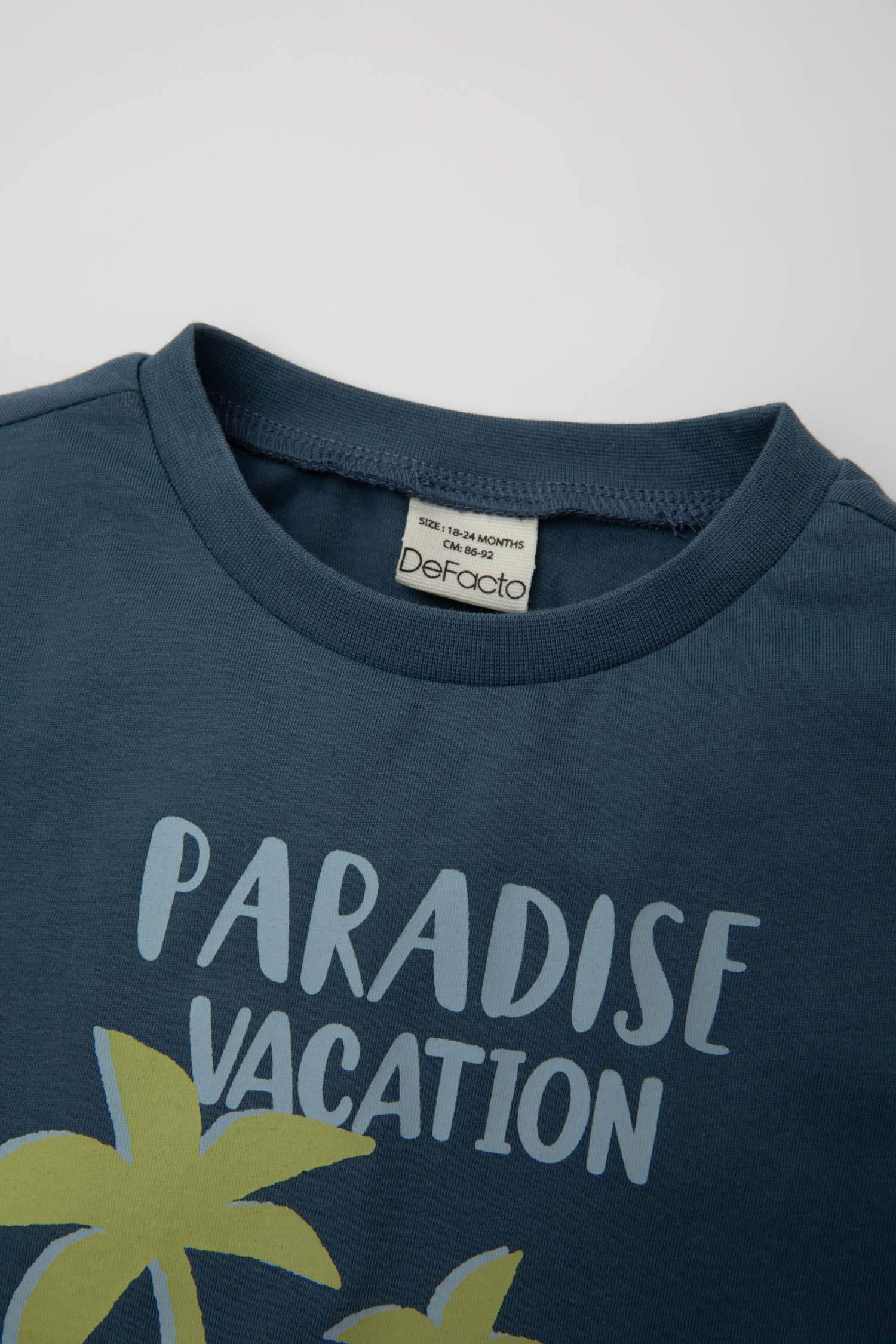 Baby Boy Palm Tree Patterned T-Shirt Shorts 2 Piece Set