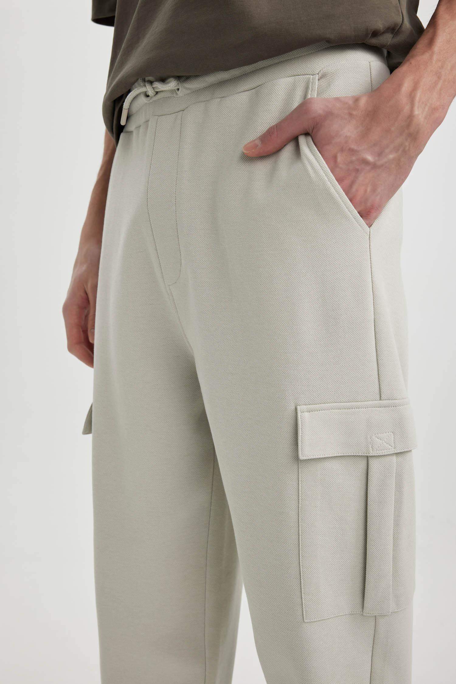 Oversize Fit Rib Hem With Cargo Pocket Pique Trousers