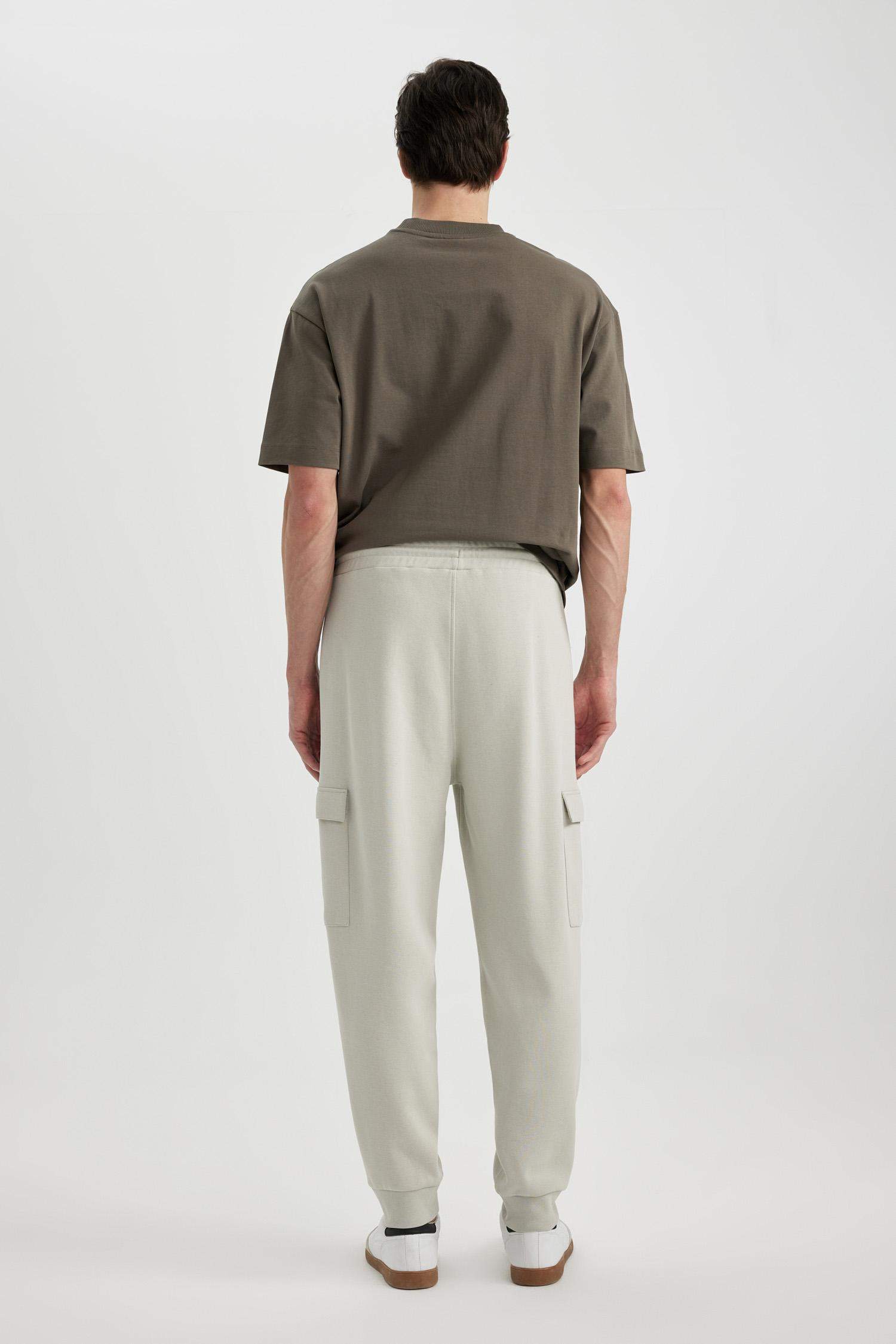 Oversize Fit Rib Hem With Cargo Pocket Pique Trousers