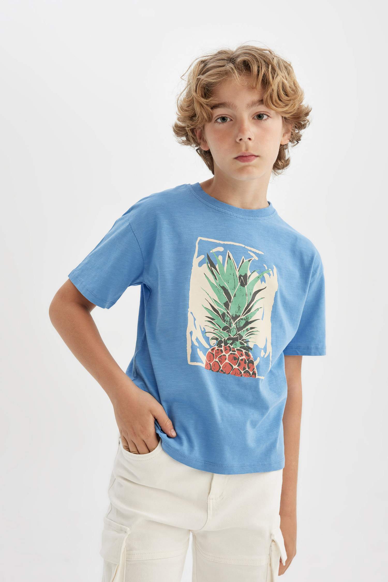 تيشيرت نص ردن ولادي اوفر سايز بياخة مستديرة