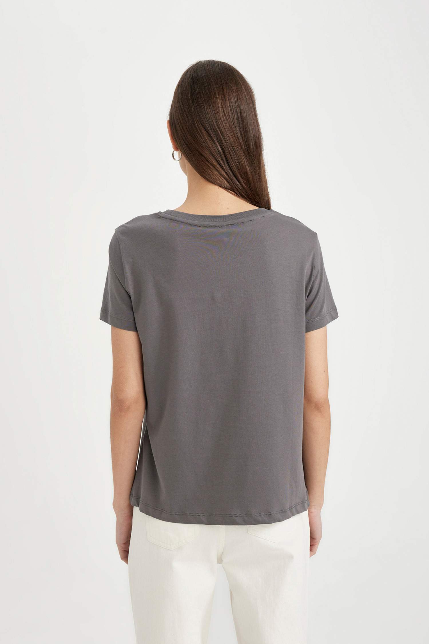 Regular Fit Crew Neck Owl Patterned Cotton Short Sleeve T-Shirt