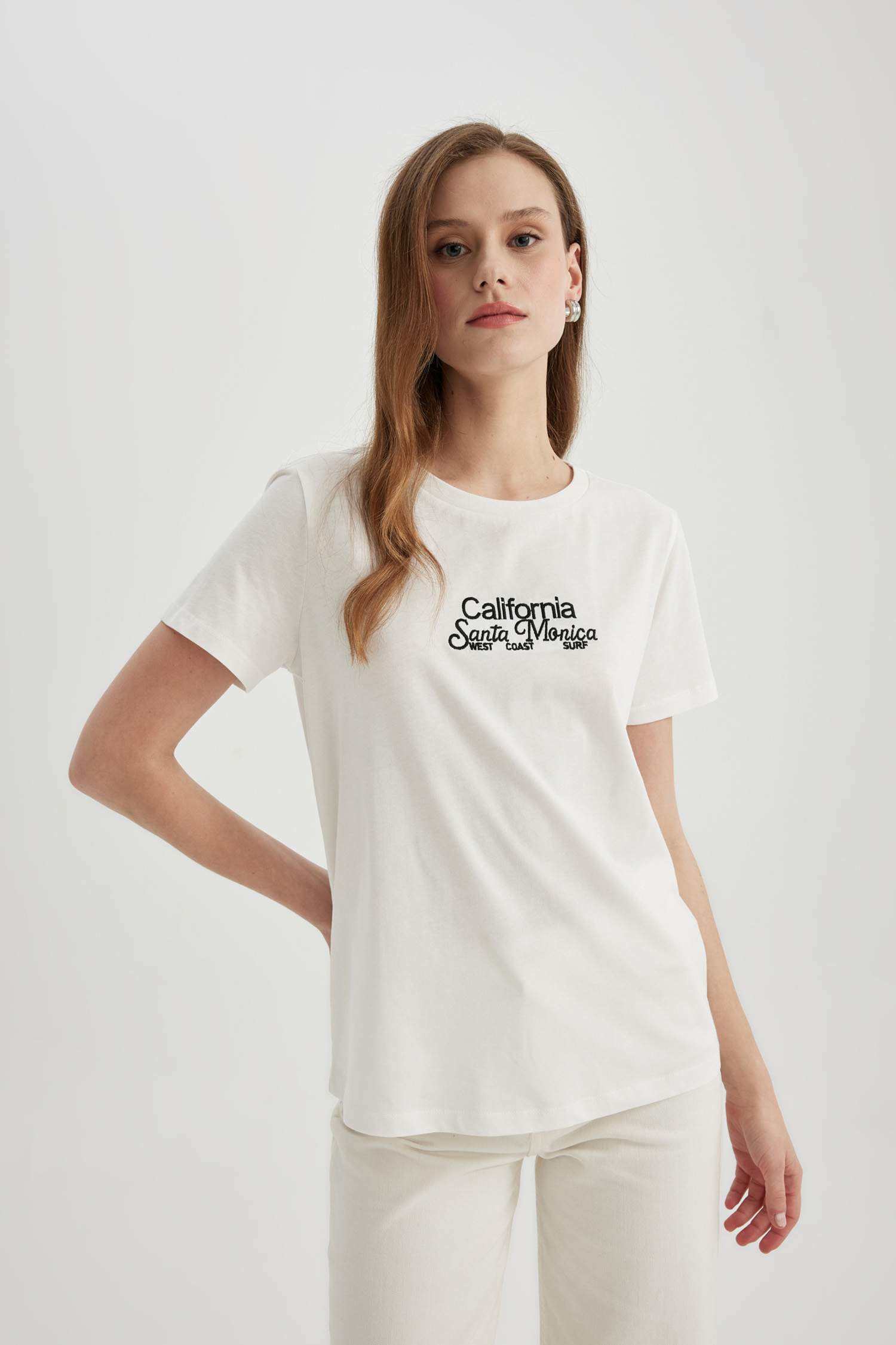 Regular Fit Crew Neck Printed Cotton T-Shirt