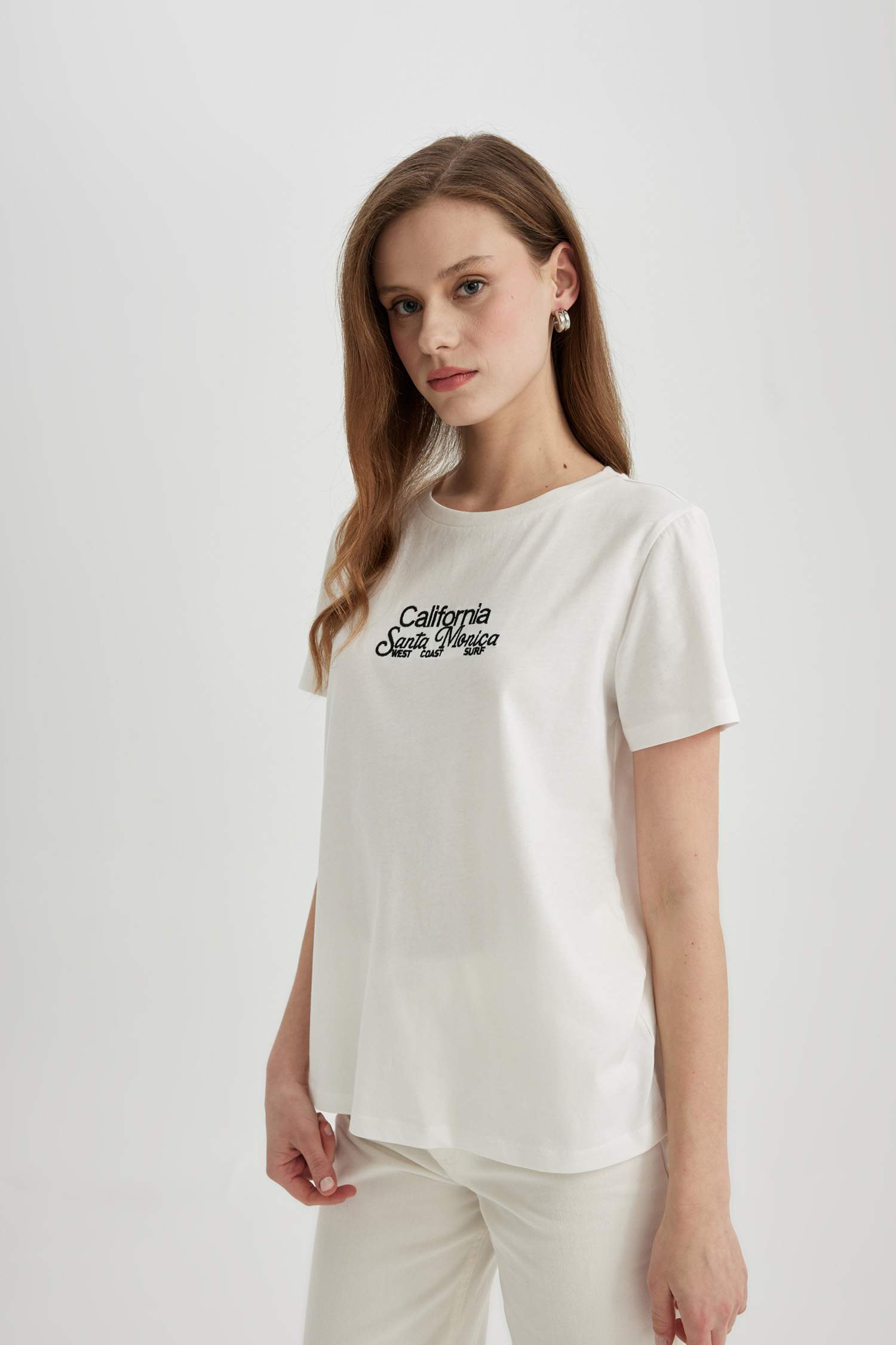 Regular Fit Crew Neck Printed Cotton T-Shirt