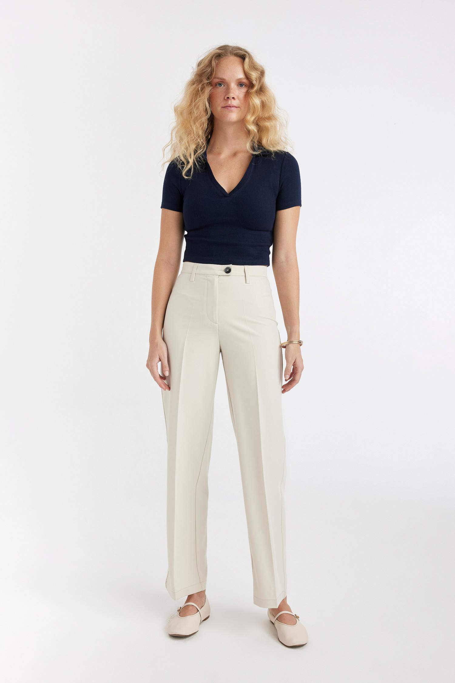 Slim Fit Dar Kesim Fitilli Kaşkorse Kısa Kollu Polo Tişört