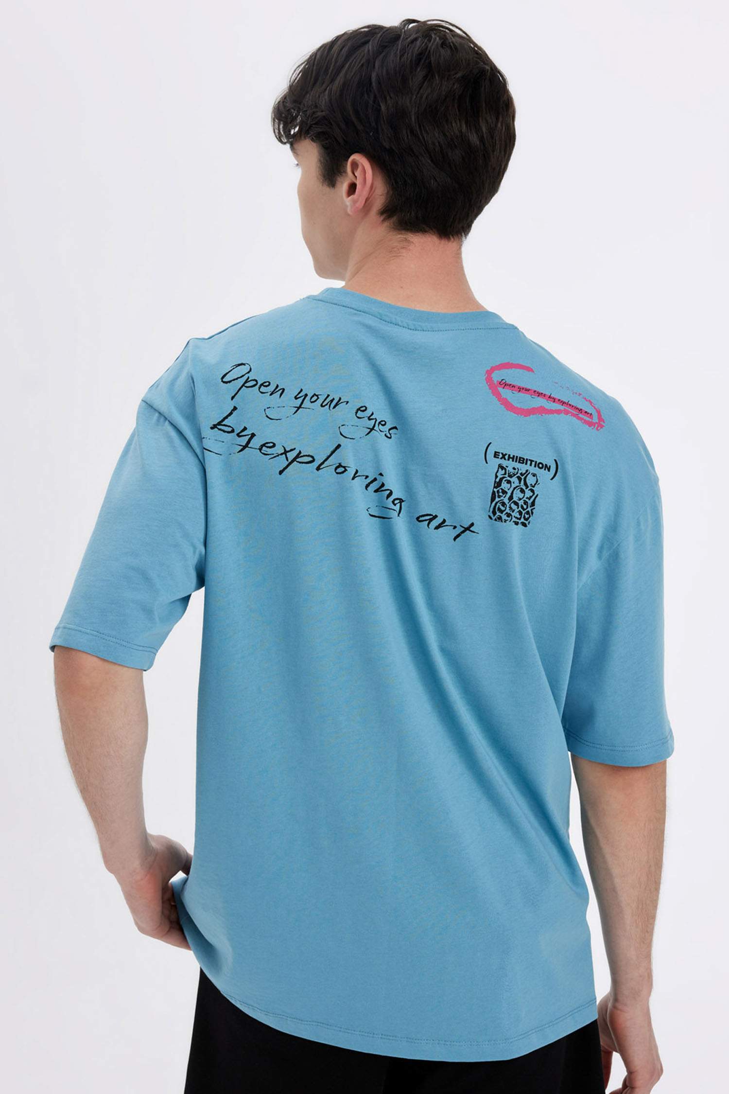 Oversize Fit Crew Neck Printed Short Sleeve T-Shirt