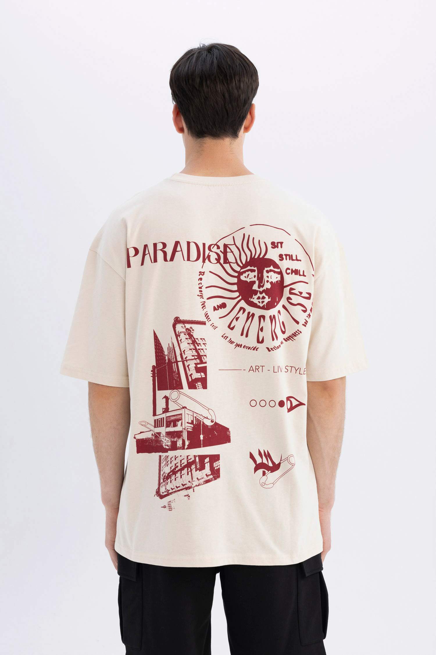 Oversize Fit Crew Neck Printed Short Sleeve T-Shirt