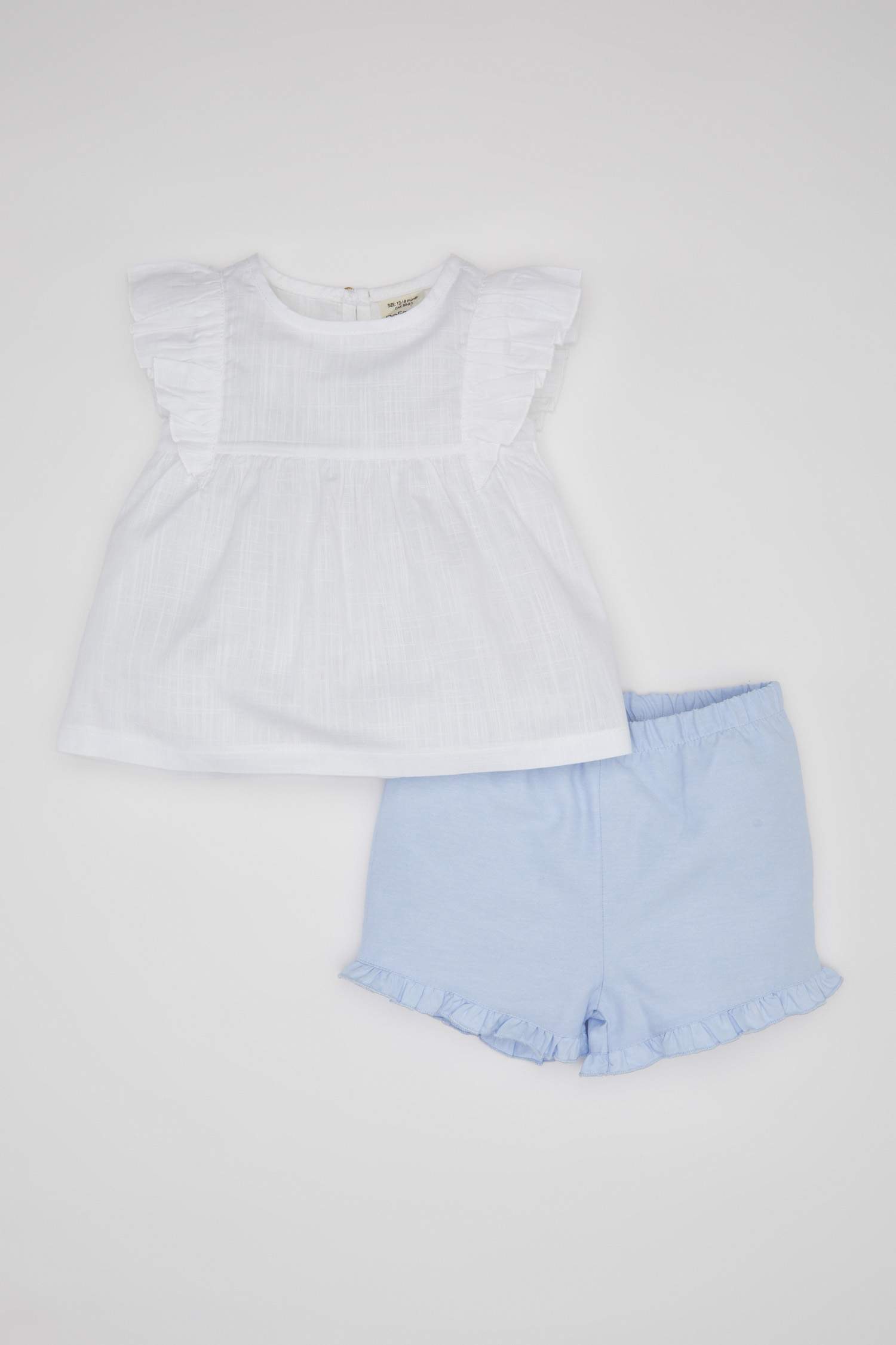 Baby Girl Flared Poplin Blouse Shorts 2 Piece Set