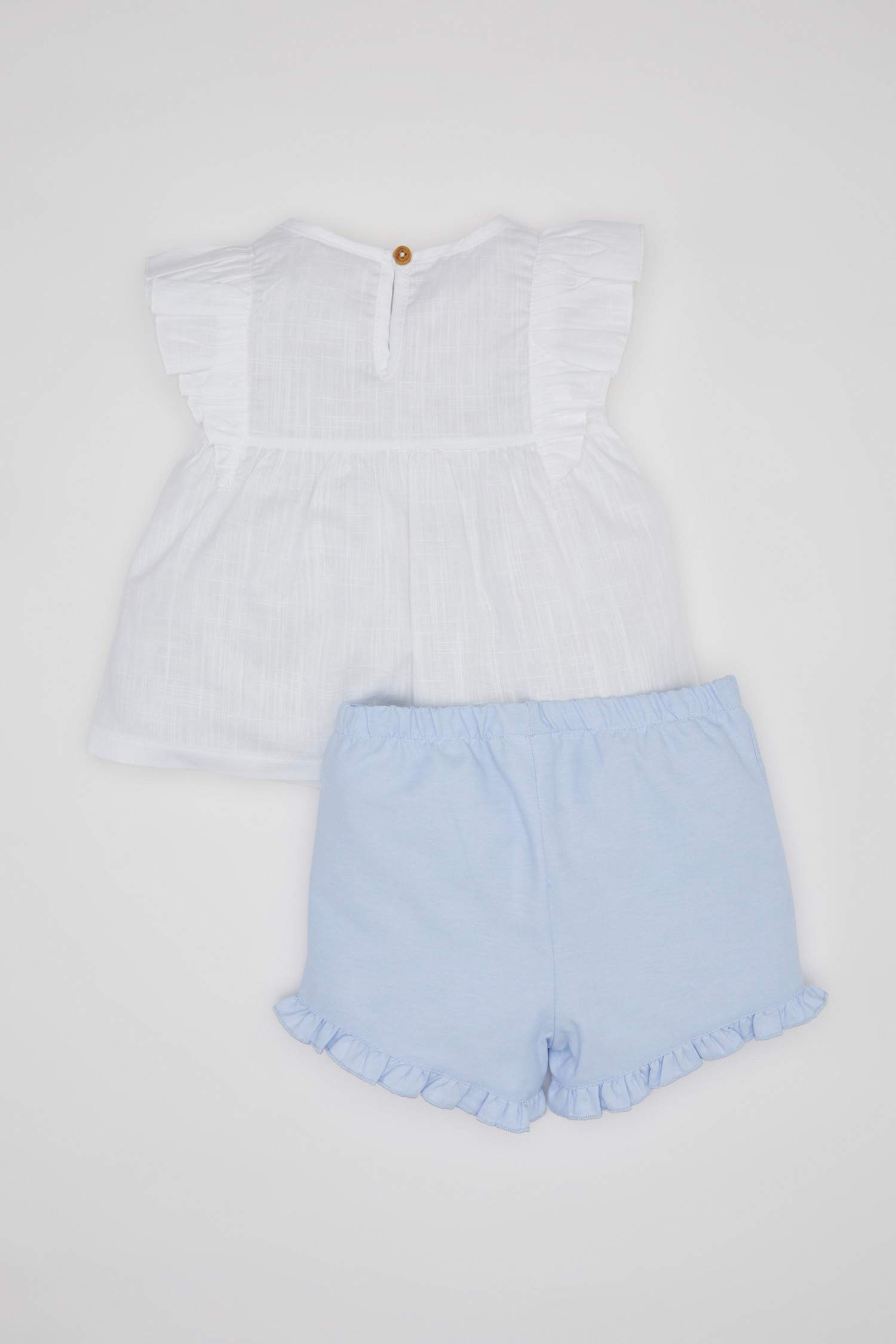 Baby Girl Flared Poplin Blouse Shorts 2 Piece Set