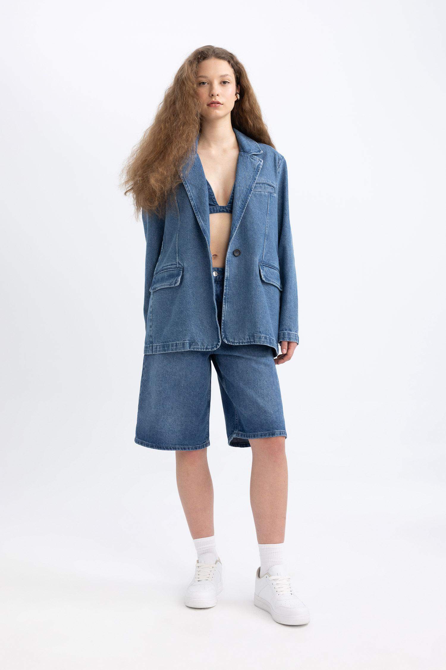 Джинсовые шорты с высокой талией