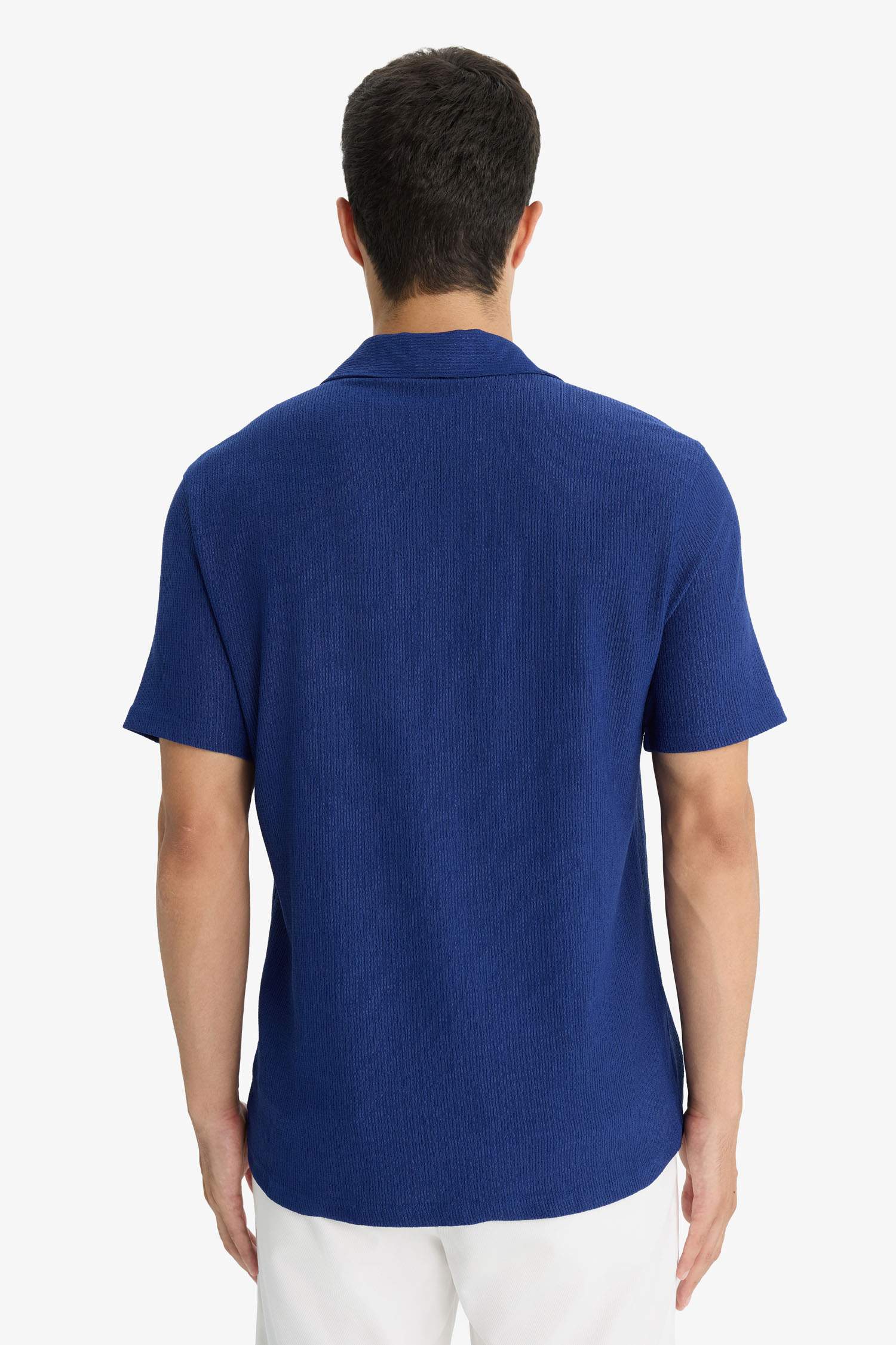 Modern Fit Polo Yaka Penye Kısa Kollu Gömlek