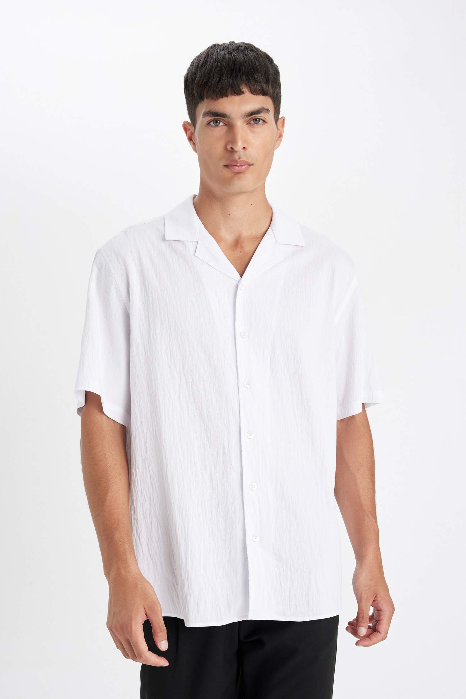 Chemise blanche à manches courtes à col Polo décontractée pour hommes