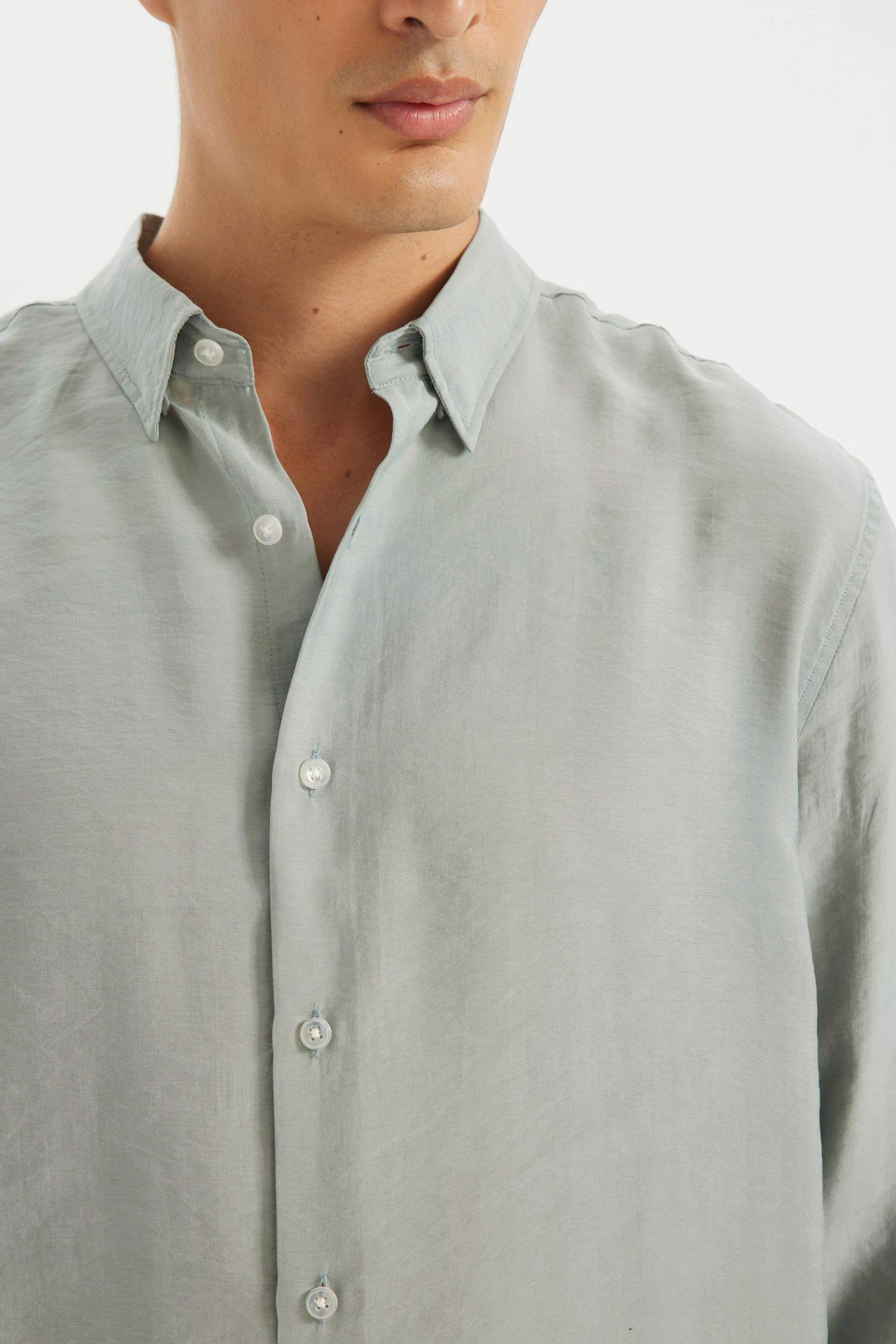 Relax Fit Polo Yaka Poplin Modal Basic Düz Uzun Kollu Gömlek