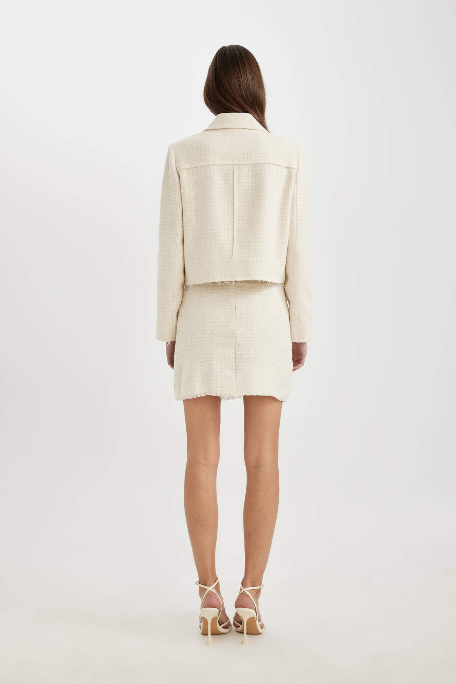 تنورة قصيرة تويد قصة A بخصر عادي مبطن