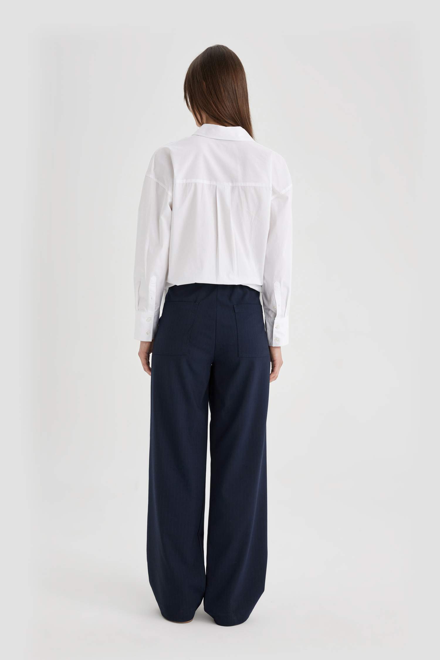 Wide Leg Pocketed Basic Classic Pants