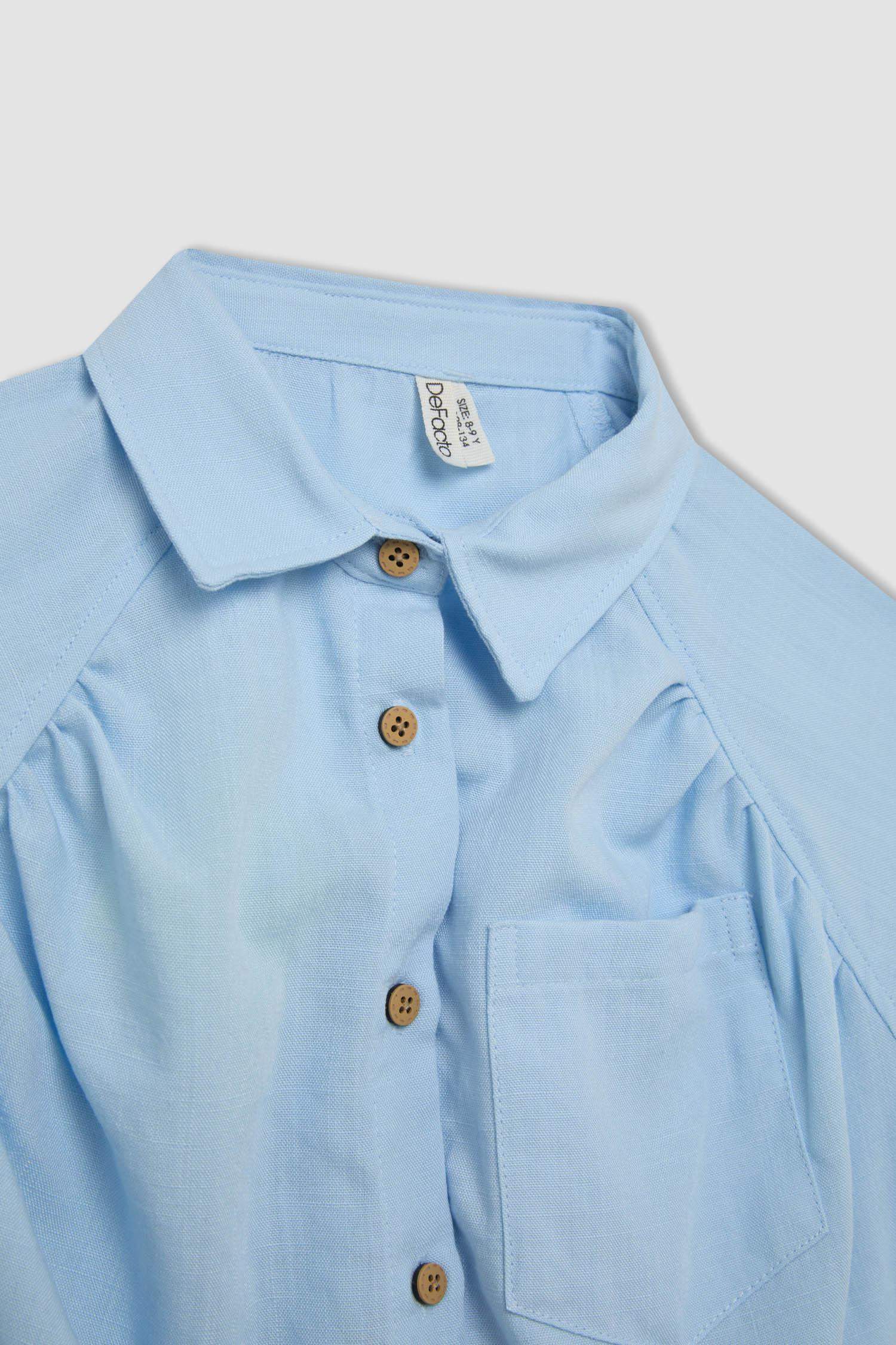 قميص بنات نص كم من قطن