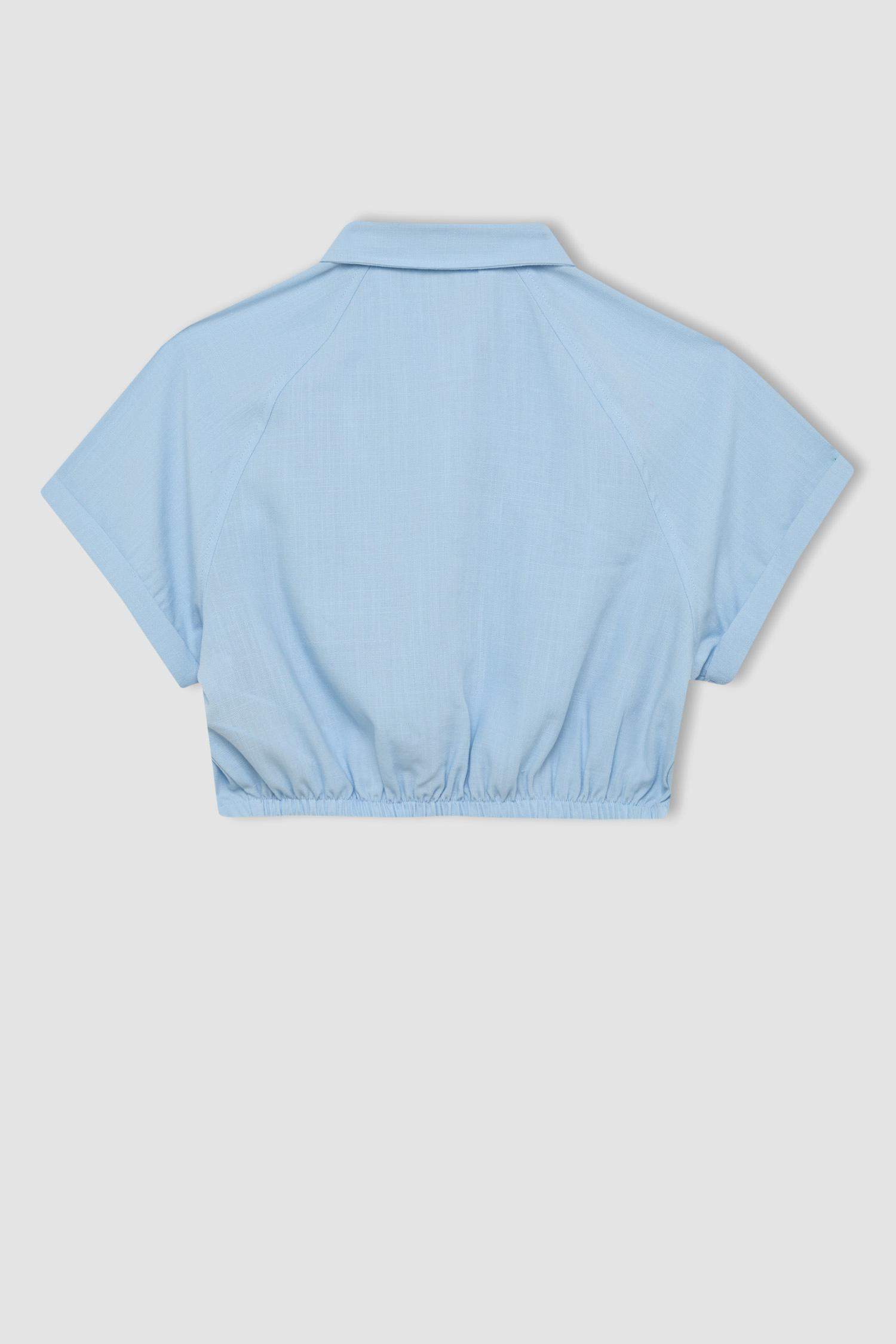 قميص بنات نص كم من قطن