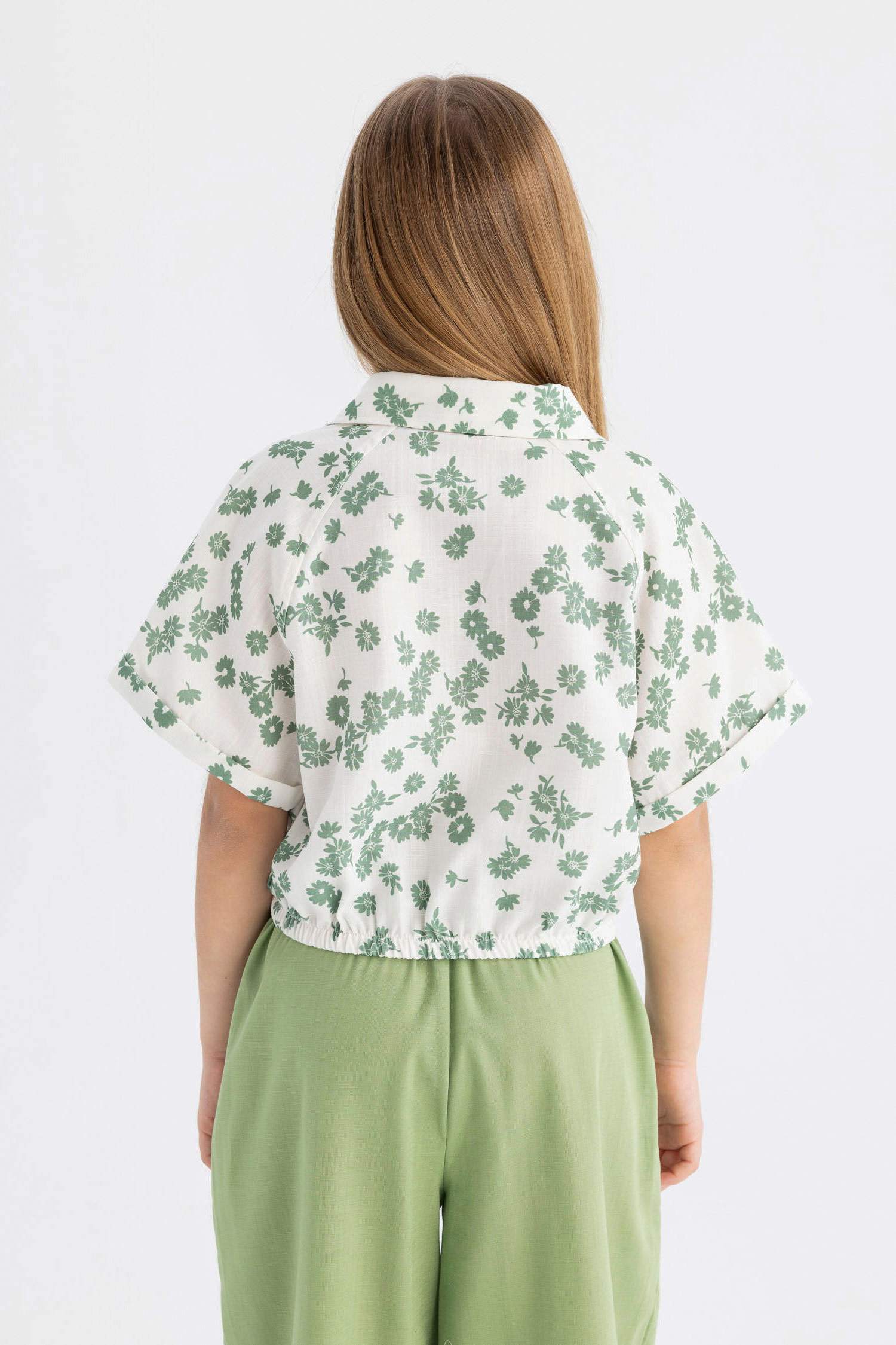 قميص كروب بناتي فلورال نص كم قطن