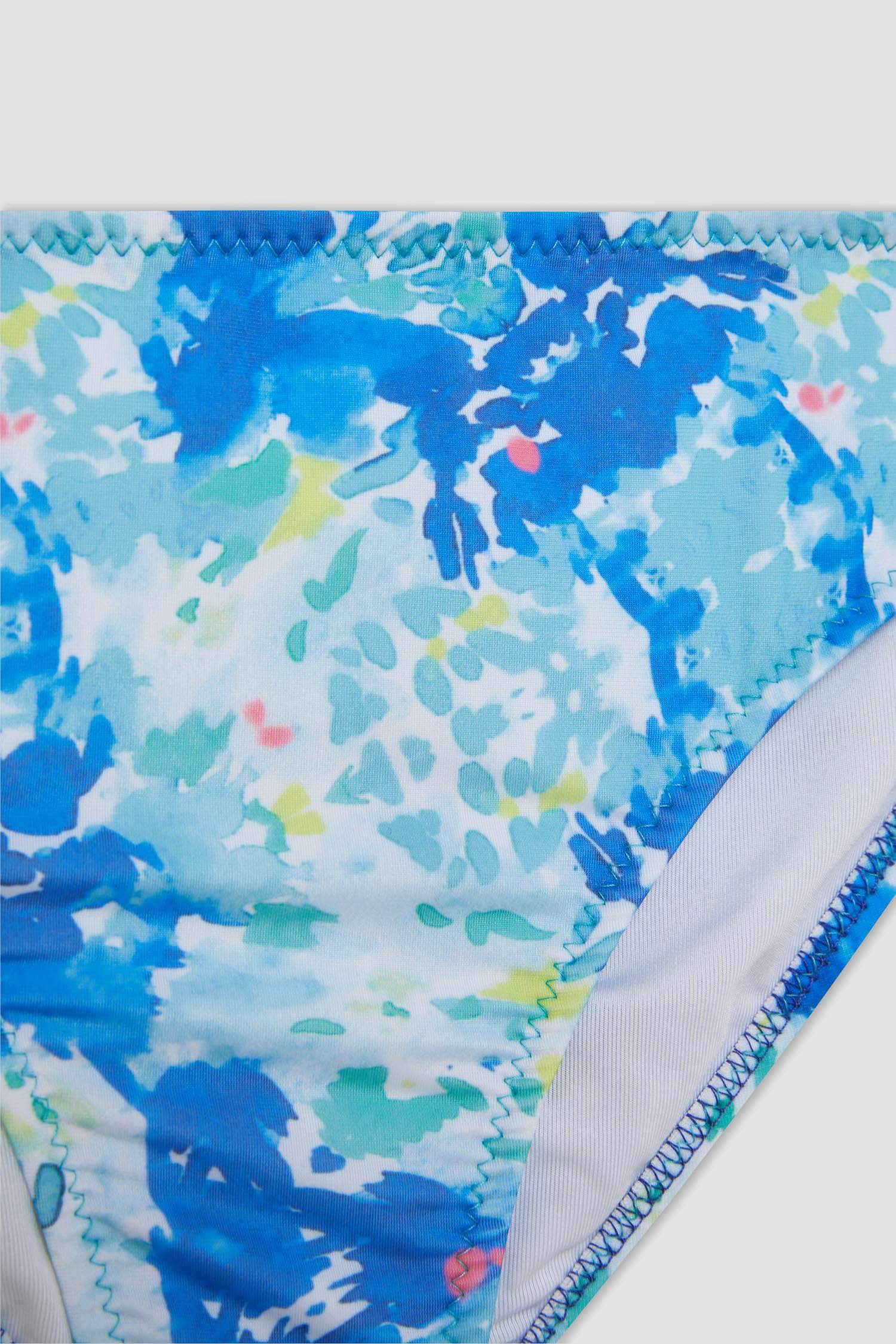 طقم بكيني بناتي منقوش - قطعتين