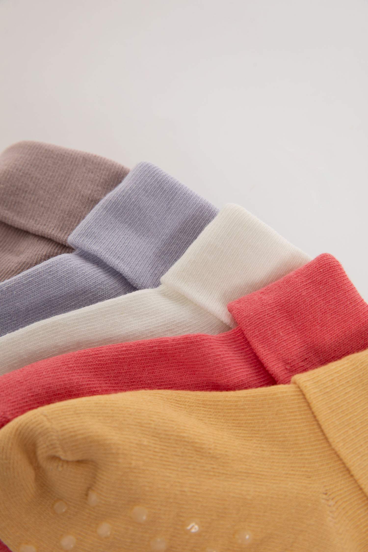 جوارب طويلة قطن بنات بدون خياطة - 5 قطع