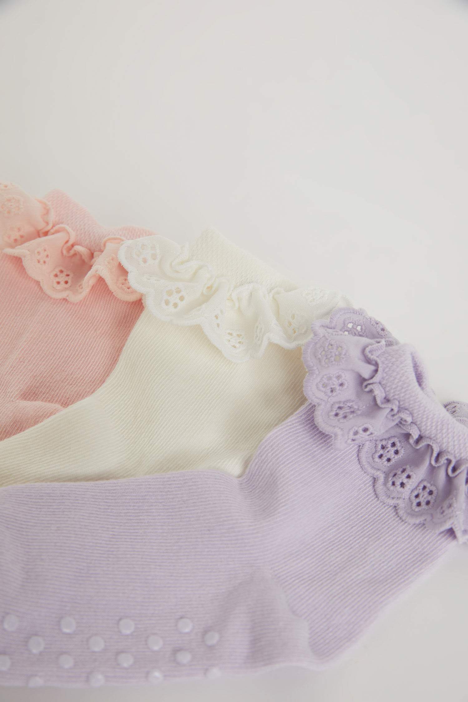 Kız Bebek Dikişsiz 3'lü Pamuklu Uzun Çorap