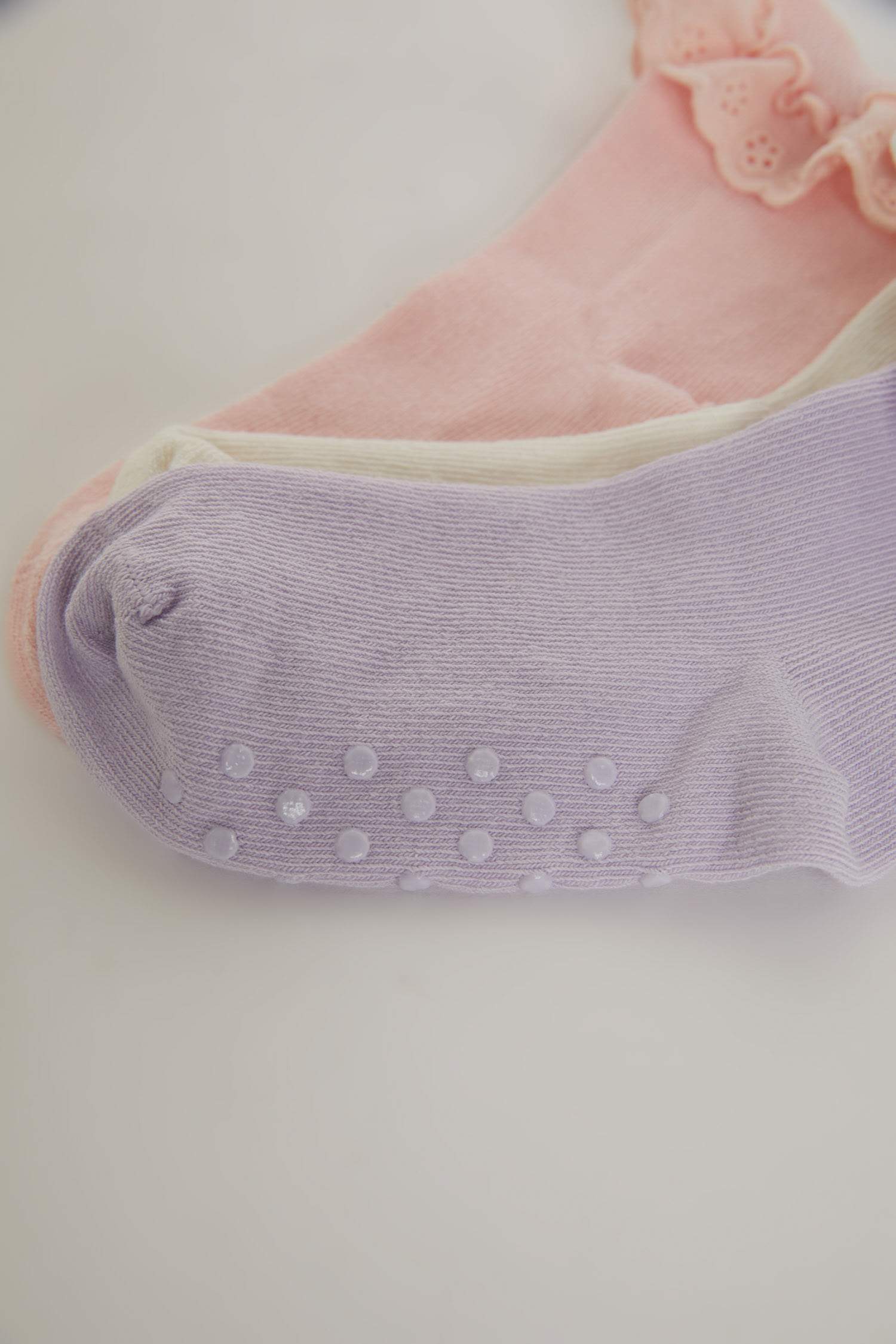 Kız Bebek Dikişsiz 3'lü Pamuklu Uzun Çorap