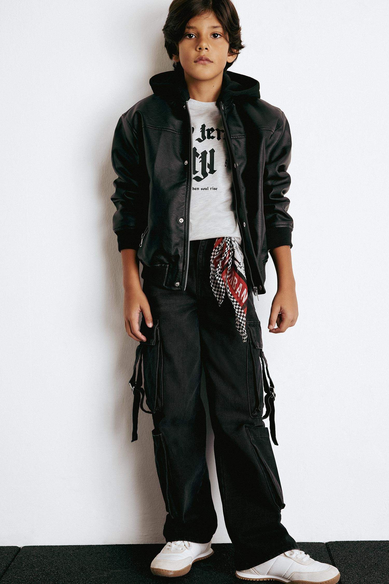 Boy Waterproof College Collar Plush Lined Bomber Jacket