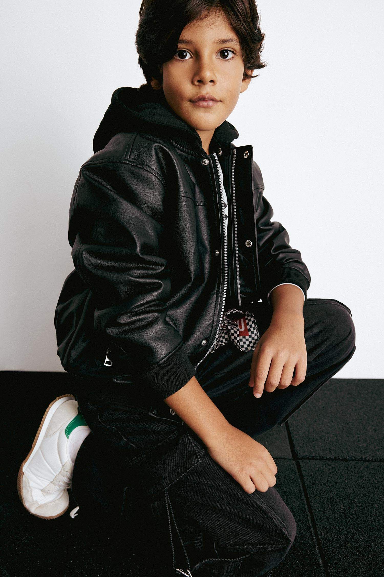 Boy Waterproof College Collar Plush Lined Bomber Jacket