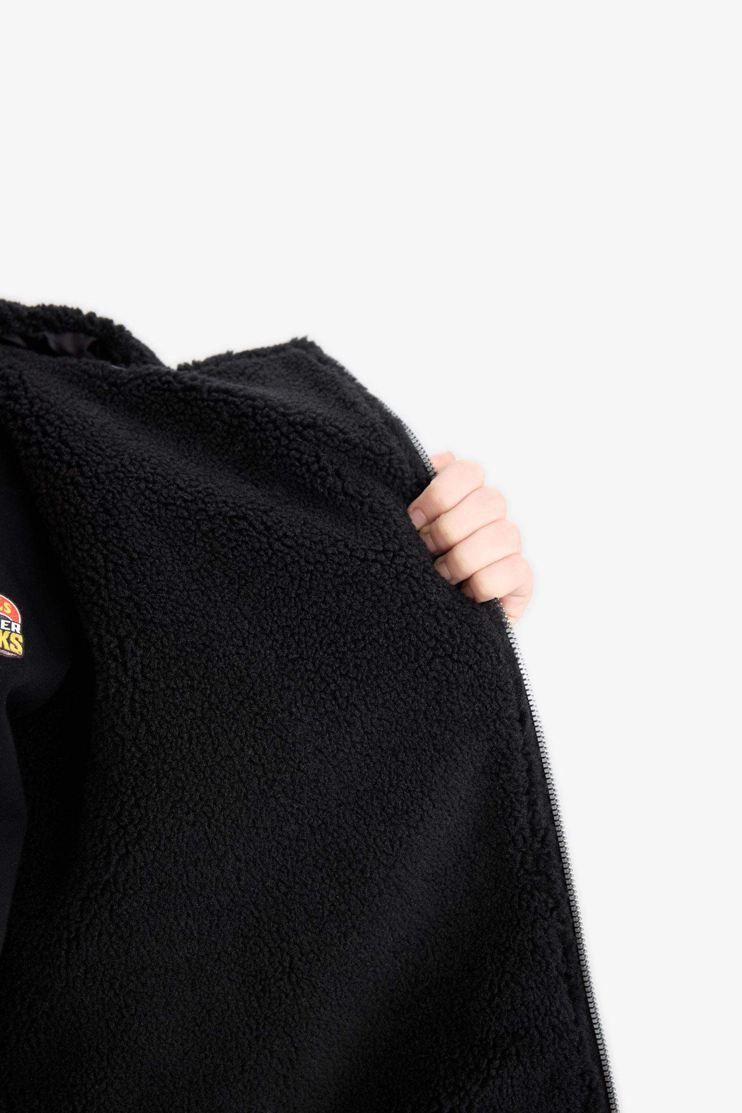 Boy Zipper Water Repellent Plush Lined Faux Leather Jacket