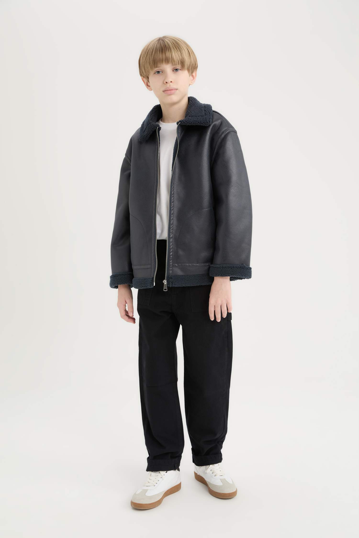 Erkek Çocuk Polo Yaka Pelüş Astar Mont