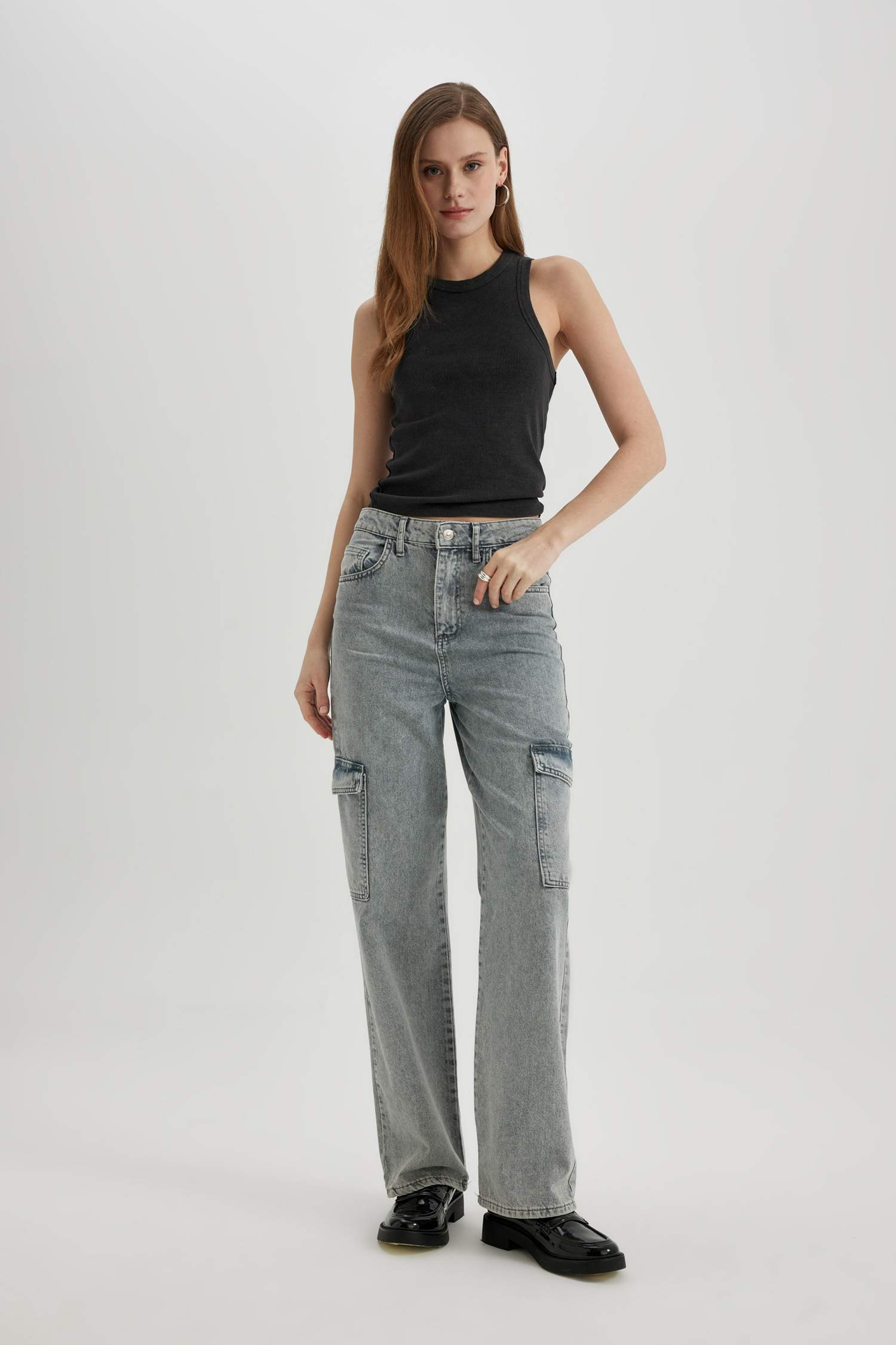 Slim Fit Dar Kesim Halter Yaka Fitilli Kaşkorse Yıkamalı Soluk Efektli Atlet