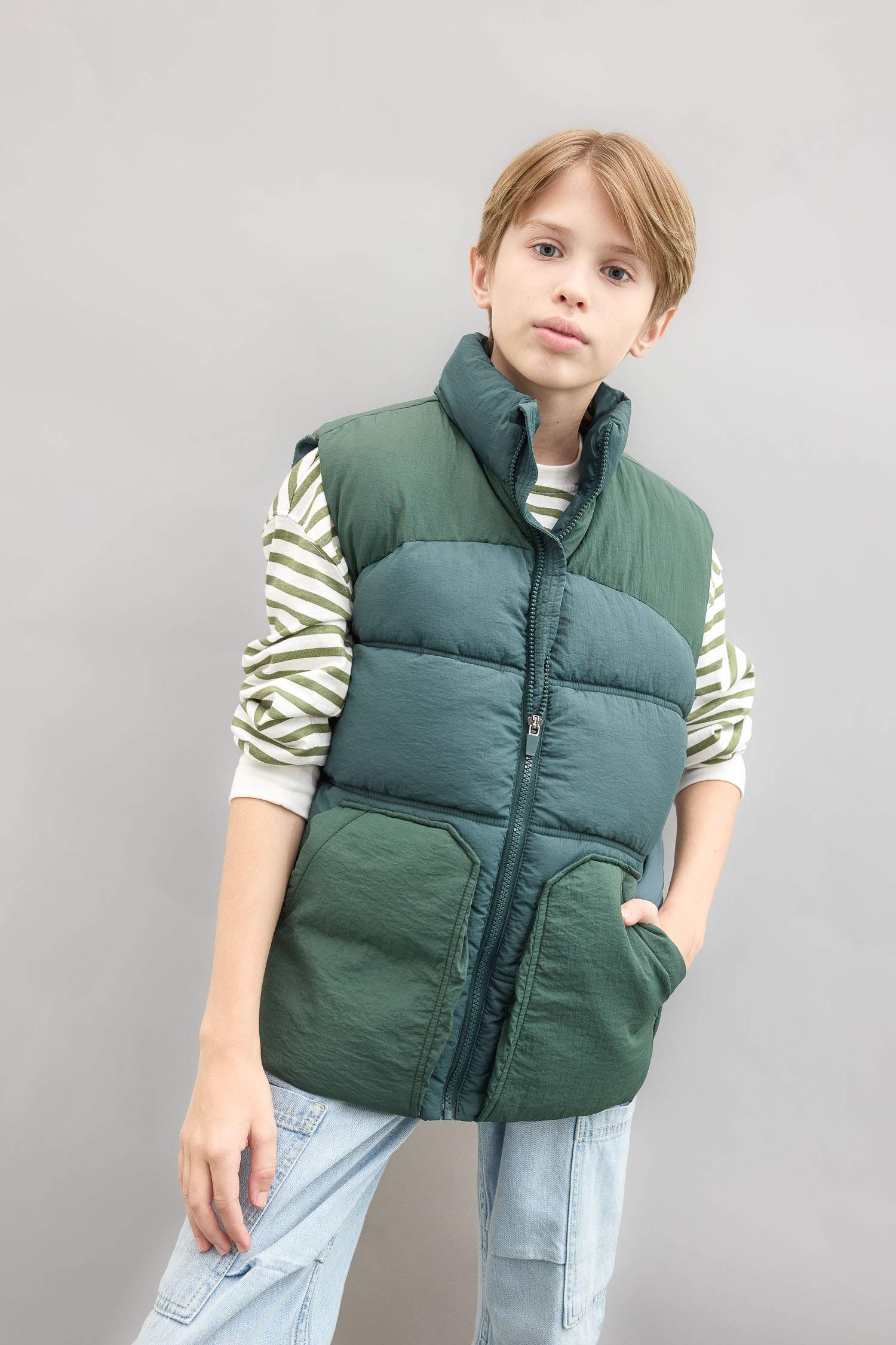 Gilet Doudoune à capuche imperméable zippé pour Garçon