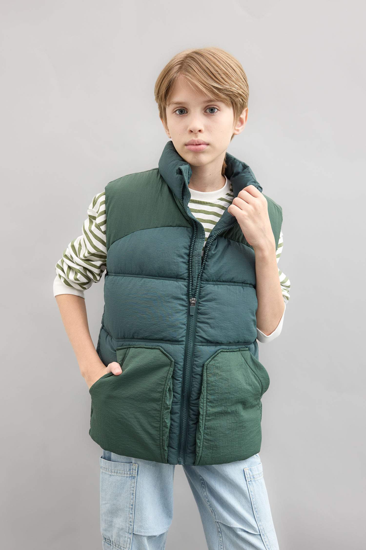 Gilet Doudoune à capuche imperméable zippé pour Garçon