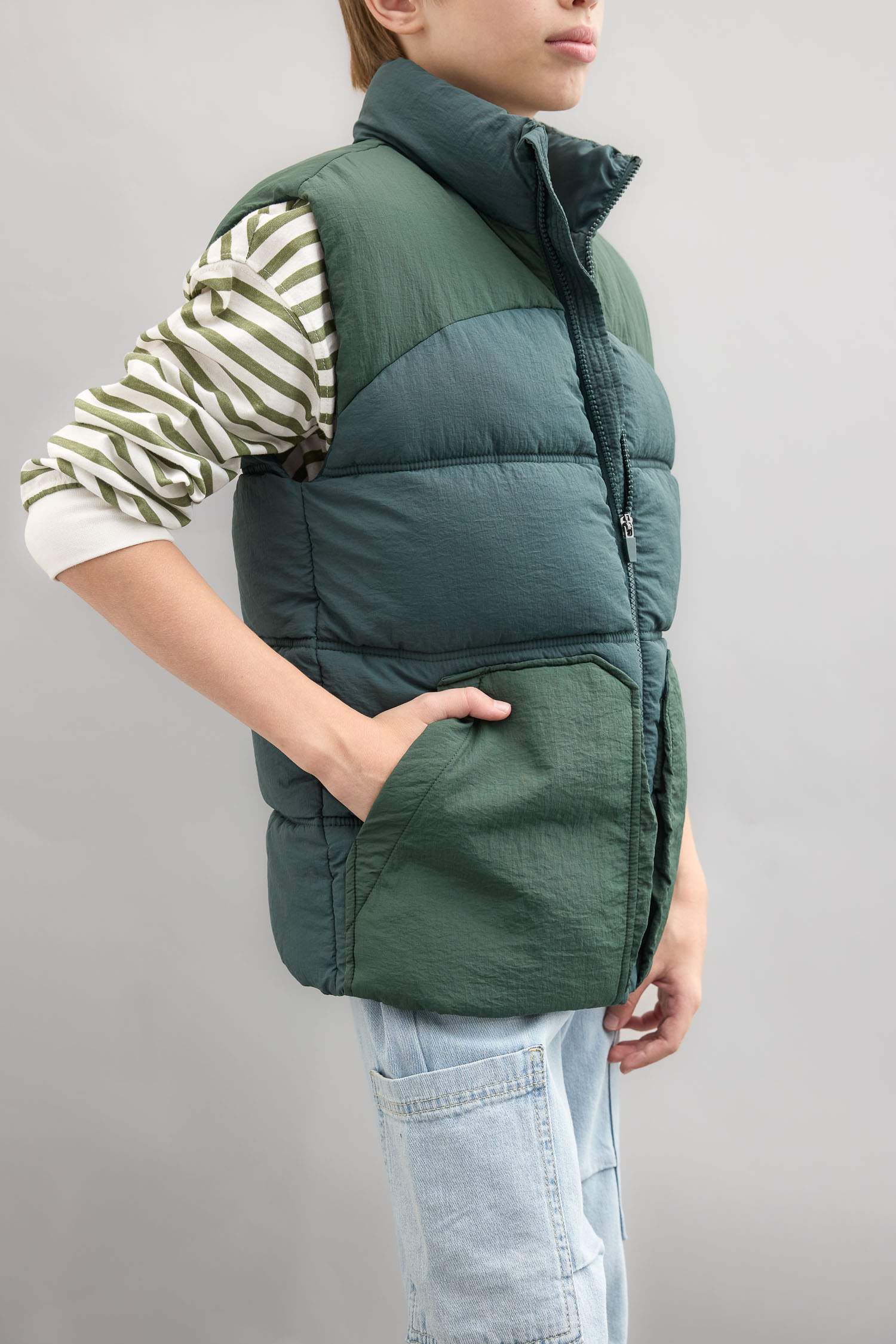 Gilet Doudoune à capuche imperméable zippé pour Garçon