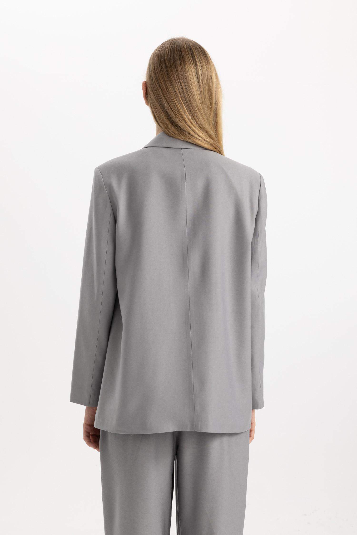 Oversize Geniş Kalıp Basic Düz Cepli Blazer Ceket